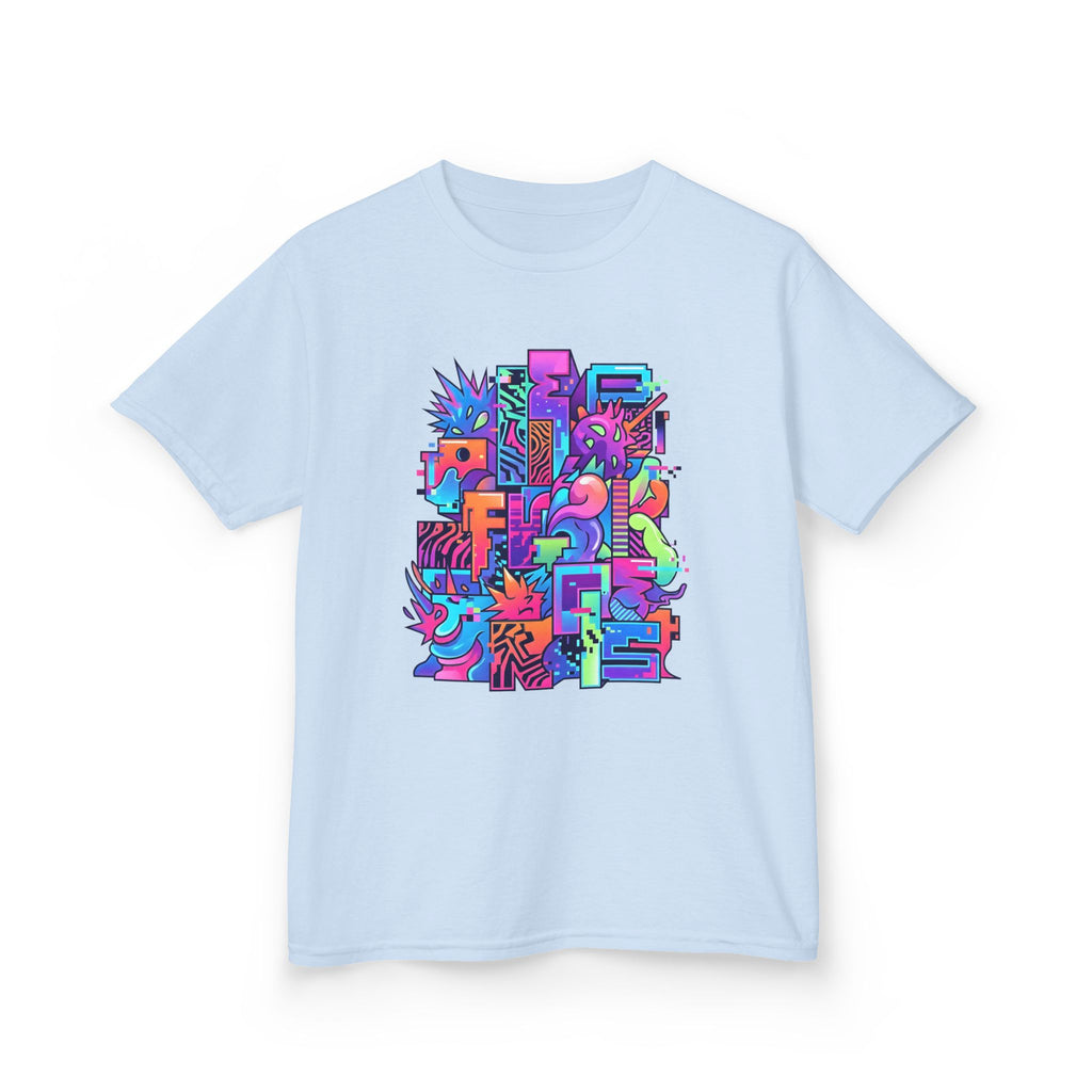 Kids Glitch Art Tee - FUNGUS Neon Cyberpunk Design | Retro
