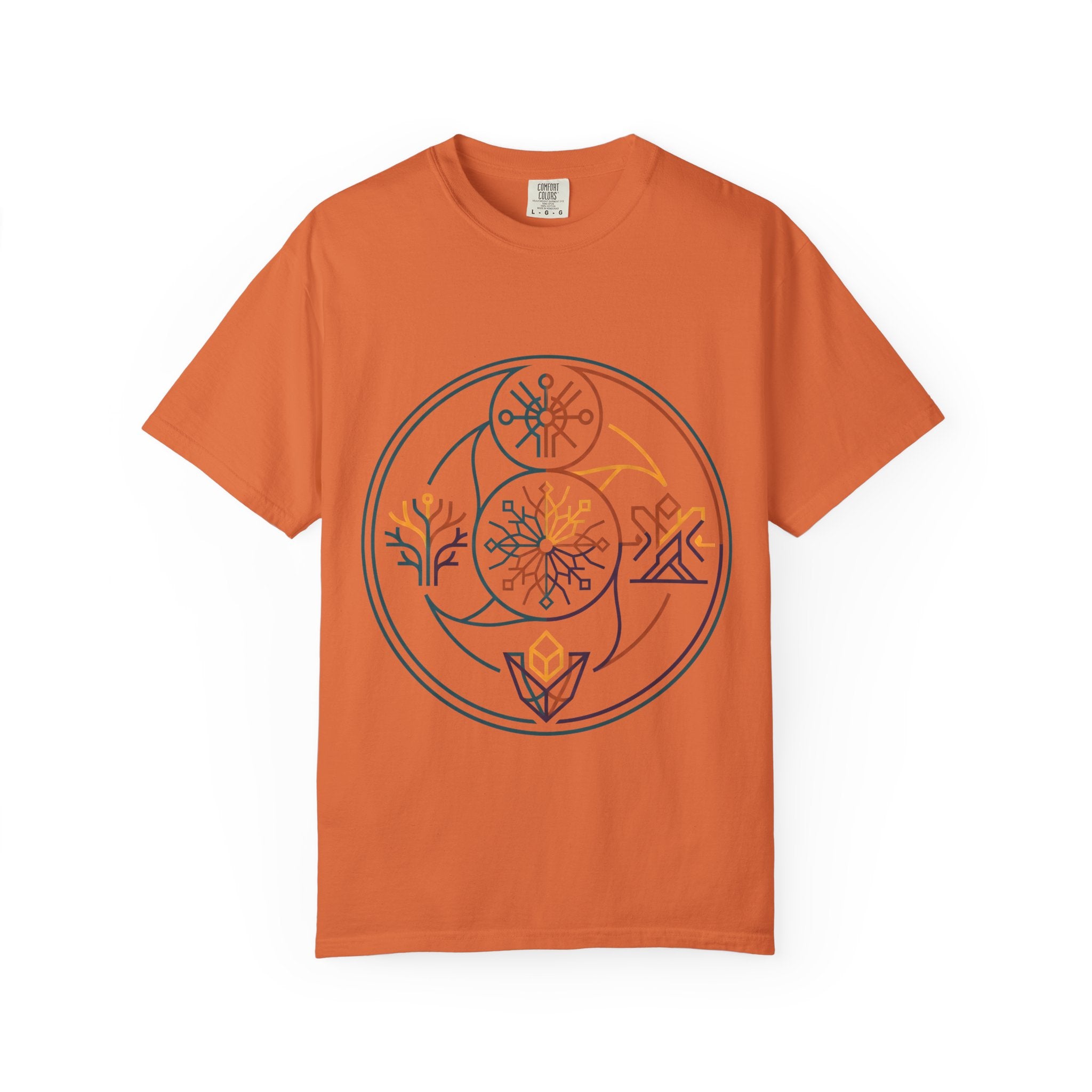 Unisex Garment-Dyed T-Shirt - Minimalist Geometric Nature Art