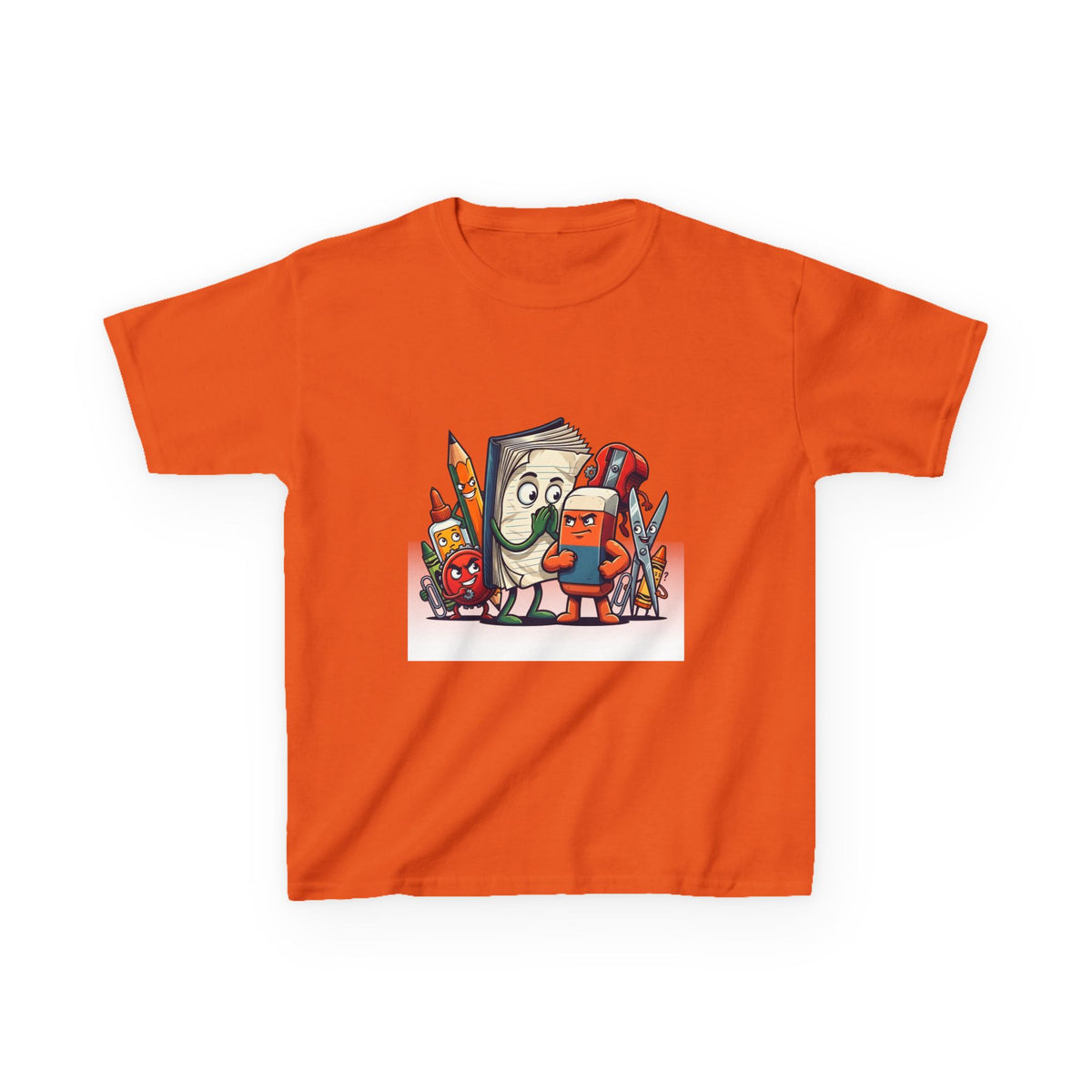 Kids Cartoon T-Shirt - Mischievous School Supplies & Stationery