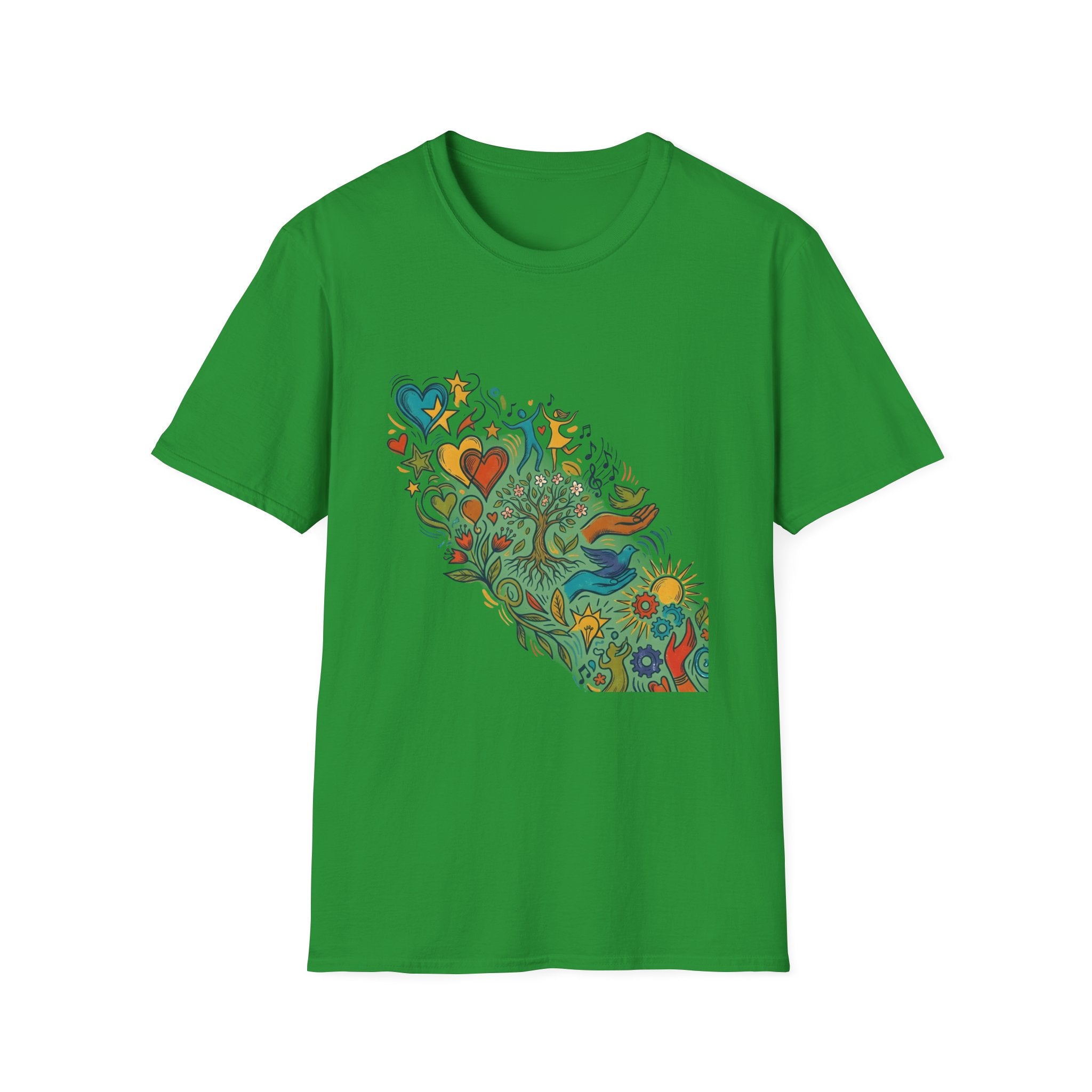 Unisex T-Shirt - Groovy Folk Art Love & Peace | Vibrant Community
