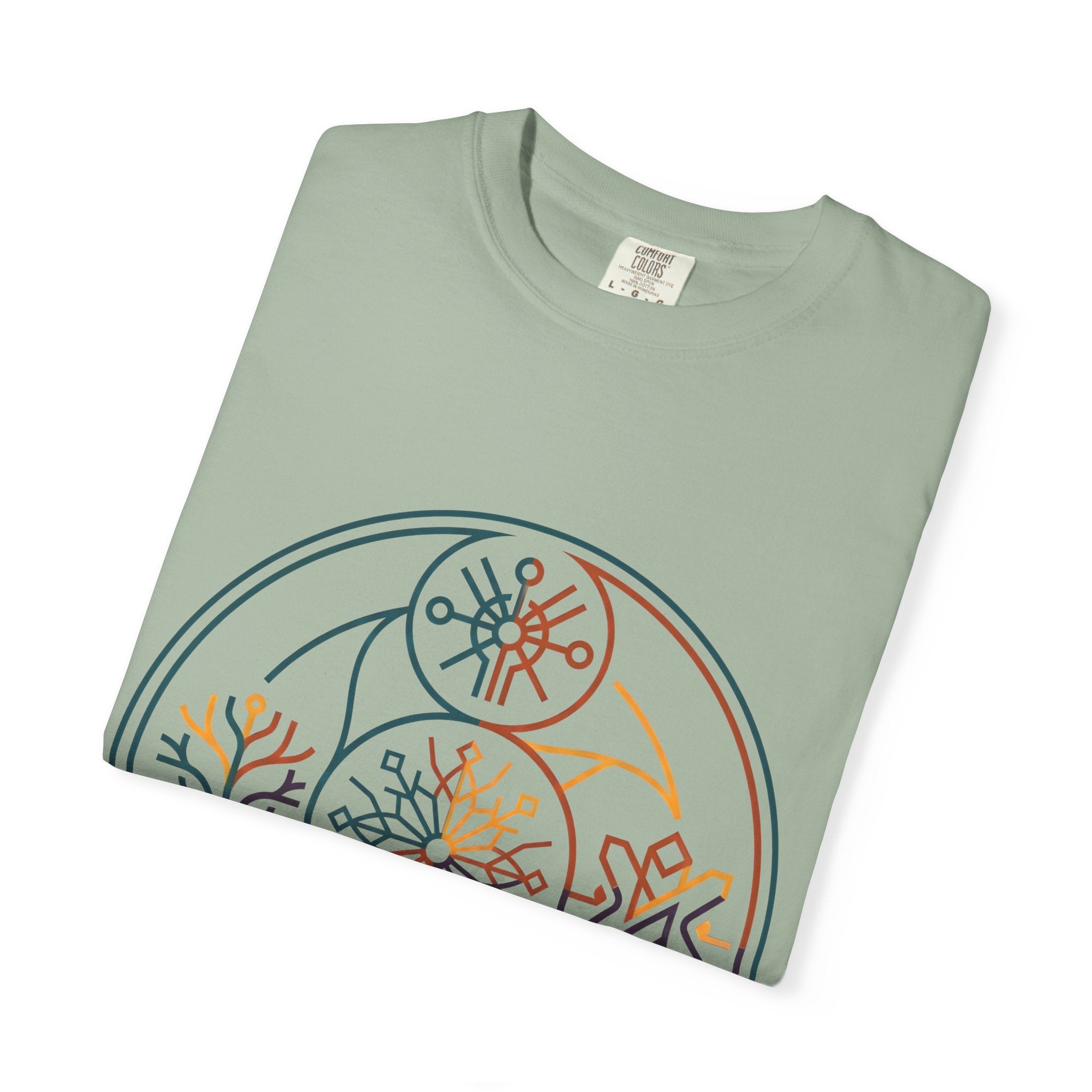 Unisex Garment-Dyed T-Shirt - Minimalist Geometric Nature Art