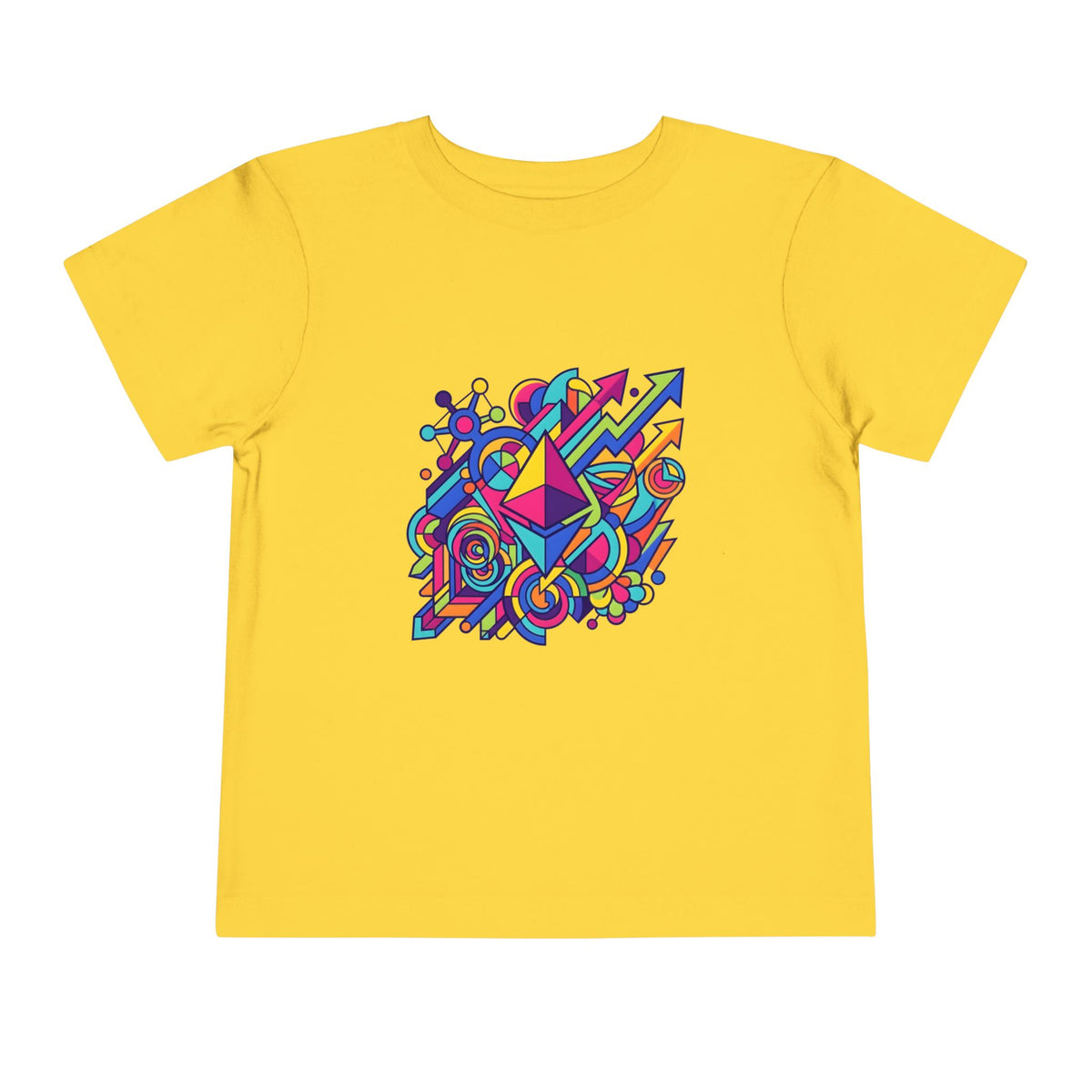 Toddler Crypto Shirt - Neon Geometric Digital Art | Blockchain Kids