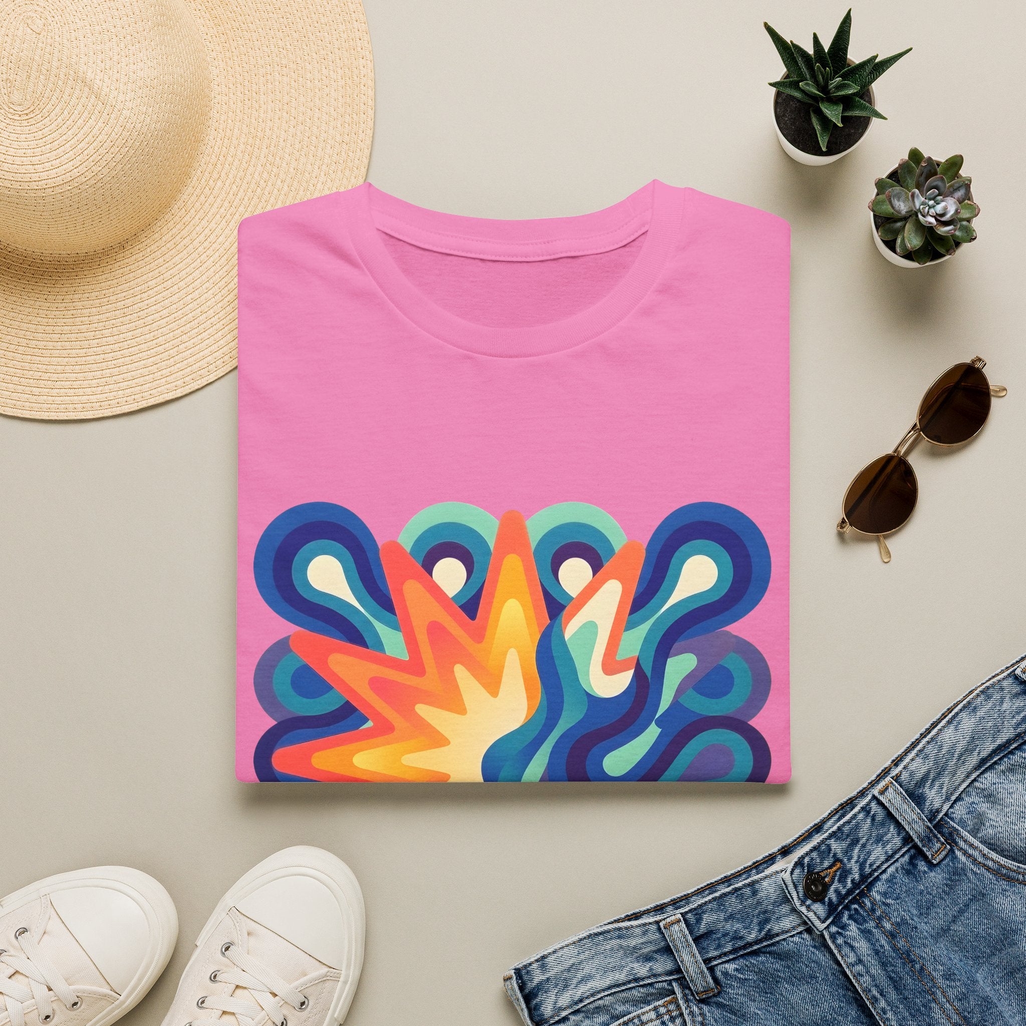 Abstract T-Shirt - Psychedelic Starburst Graphic Tee | Dynamic Blue