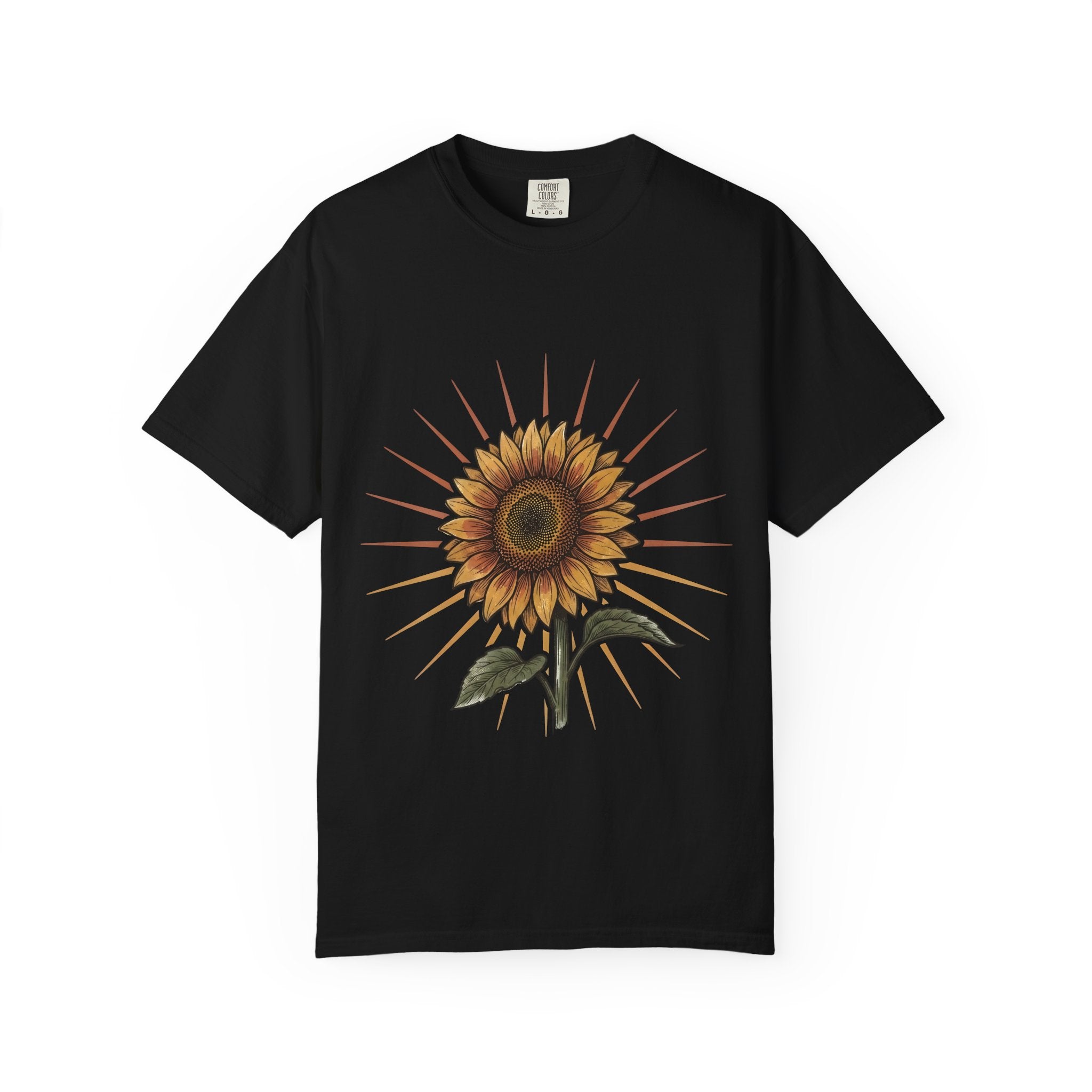 Sunflower T-shirt - Vintage Botanical Line Art | Comfort Colors