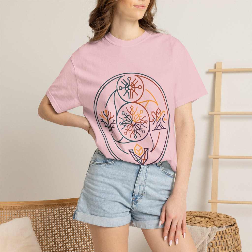 Unisex Garment-Dyed T-Shirt - Minimalist Geometric Nature Art