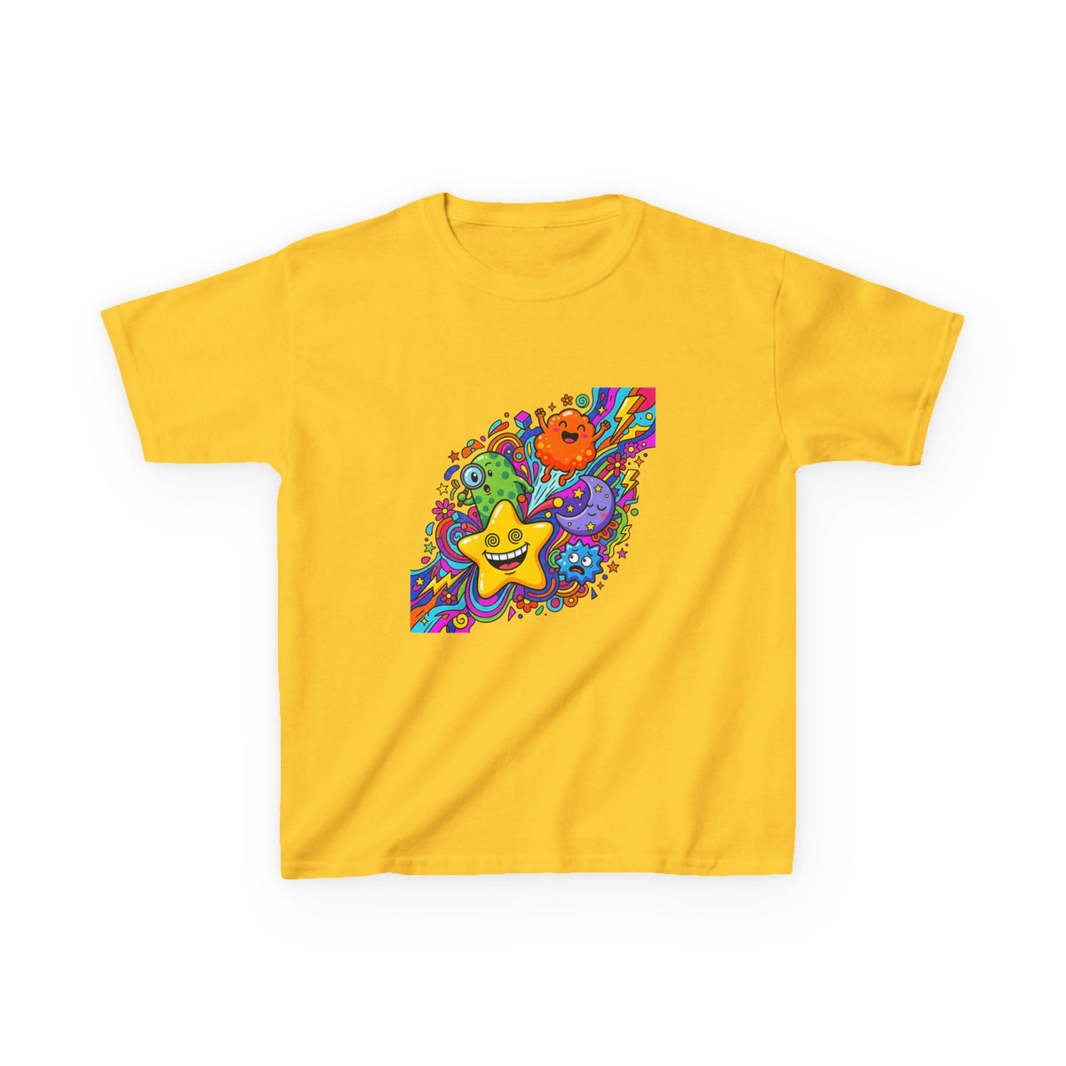 Kids Psychedelic Monster Tee - Vibrant Cartoon Doodle Shirt