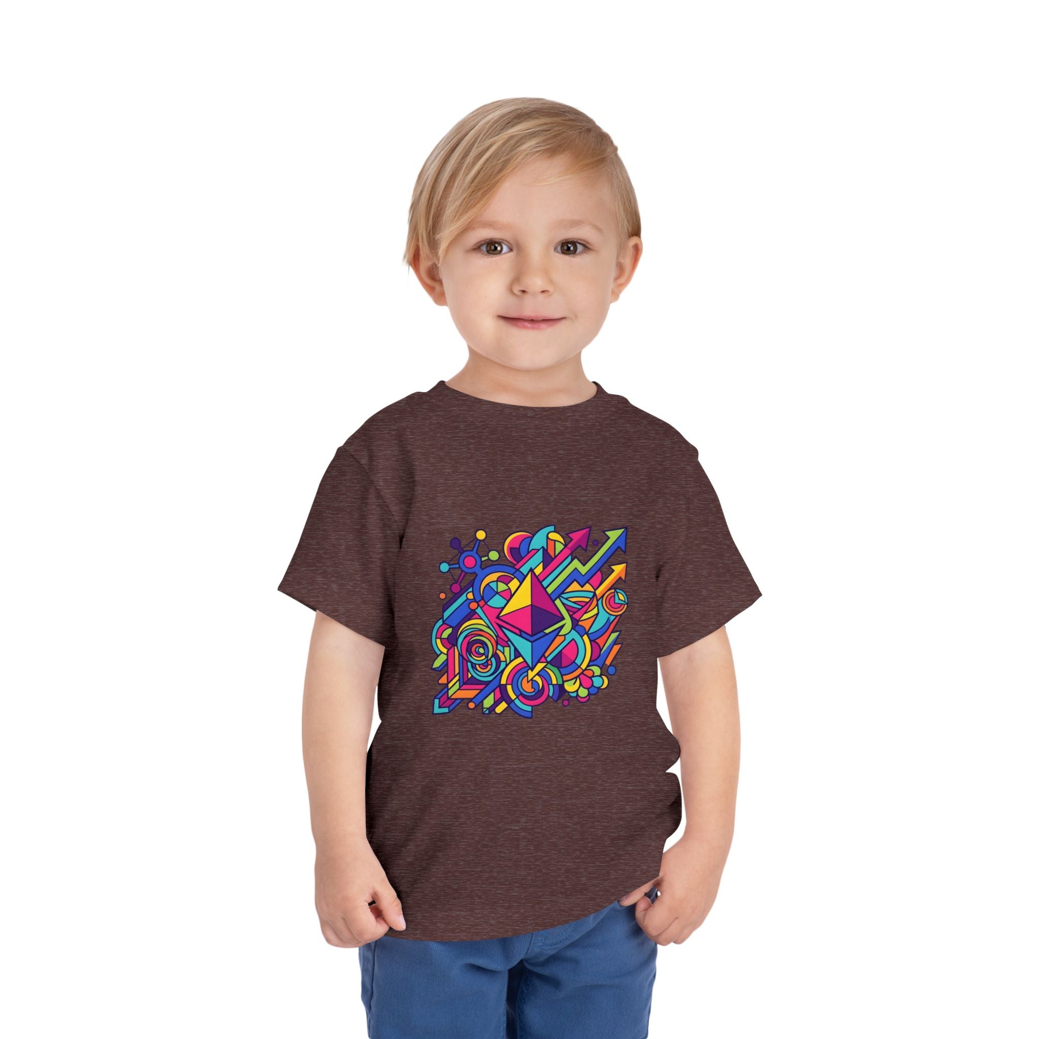 Toddler Crypto Shirt - Neon Geometric Digital Art | Blockchain Kids