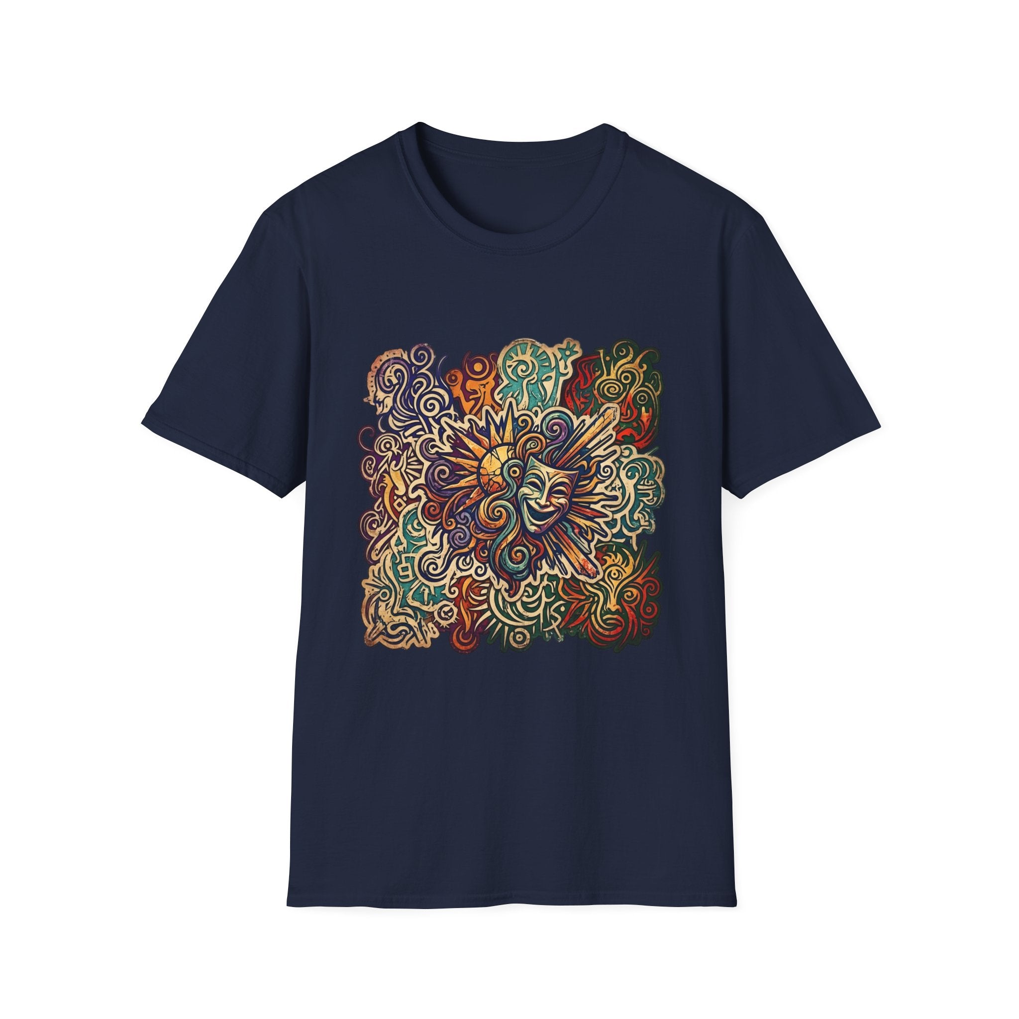 Unisex T-Shirt - Retro Psychedelic Theater Comedy Mask | Abstract Art