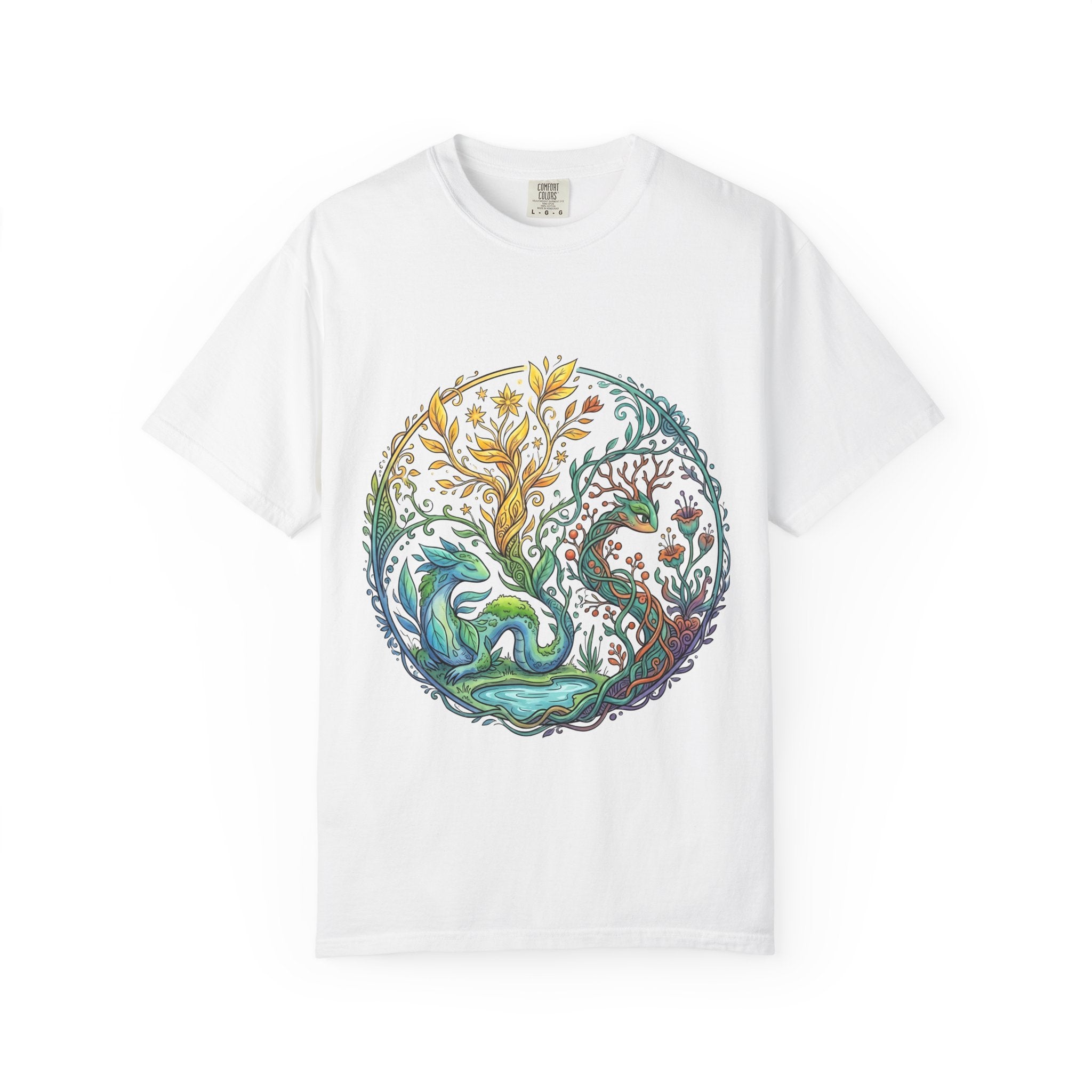 Elemental Dragon Tree T-Shirt - Mystical Nature Art | Comfort Colors