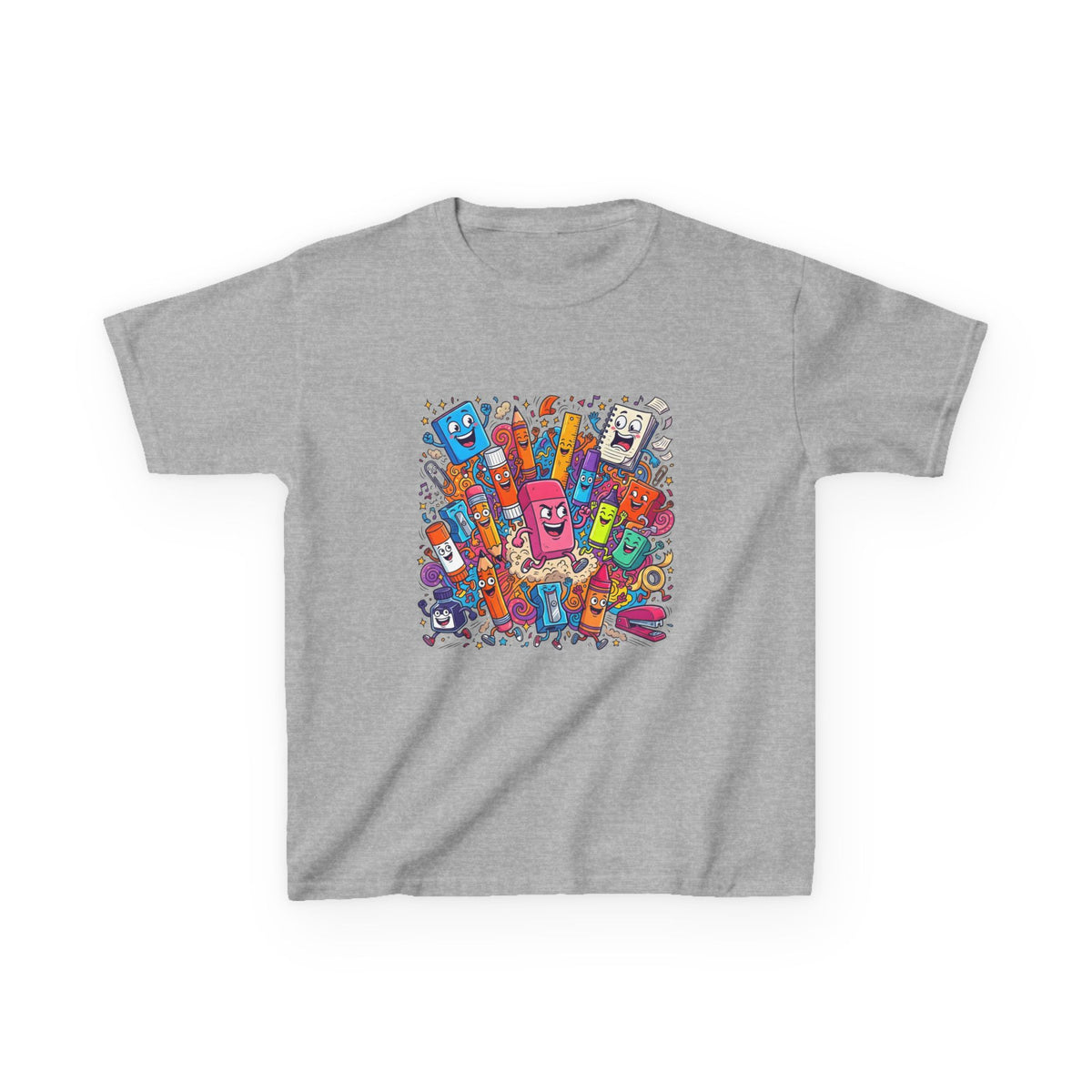 Kids T-Shirt - Cartoon School Supplies Doodle | Back to School