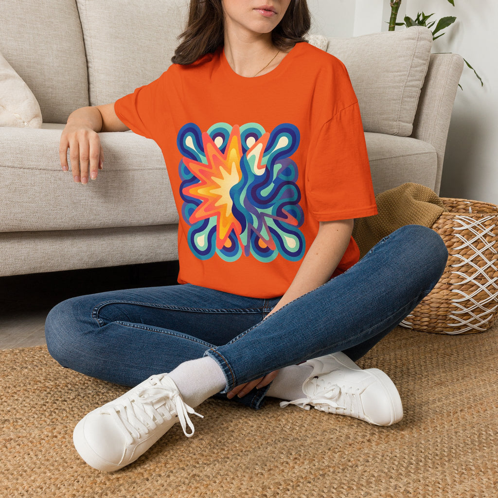Abstract T-Shirt - Psychedelic Starburst Graphic Tee | Dynamic Blue
