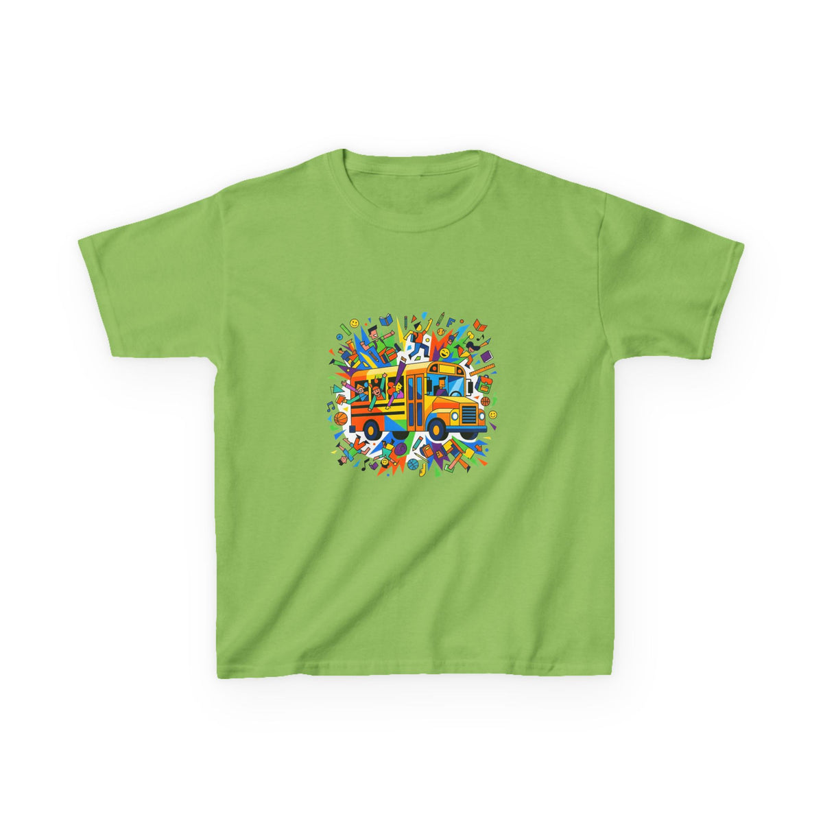Kids Back to School Tee - Colorful School Bus & Student Shirt