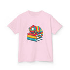 Kids T-Shirt - Whimsical Chameleon Reading Books | School Tee