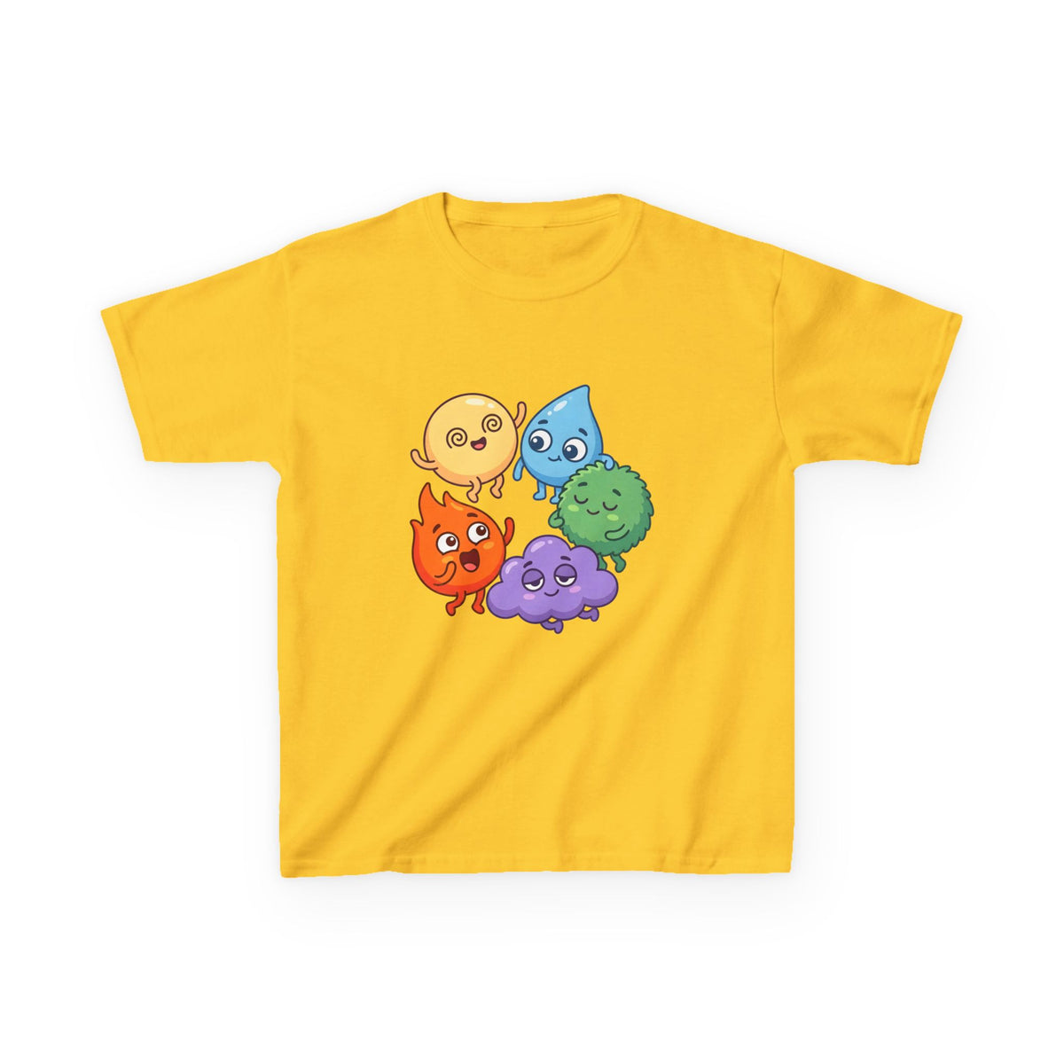 Kids Heavy Cotton Tee - Cute Whimsical Elemental Characters