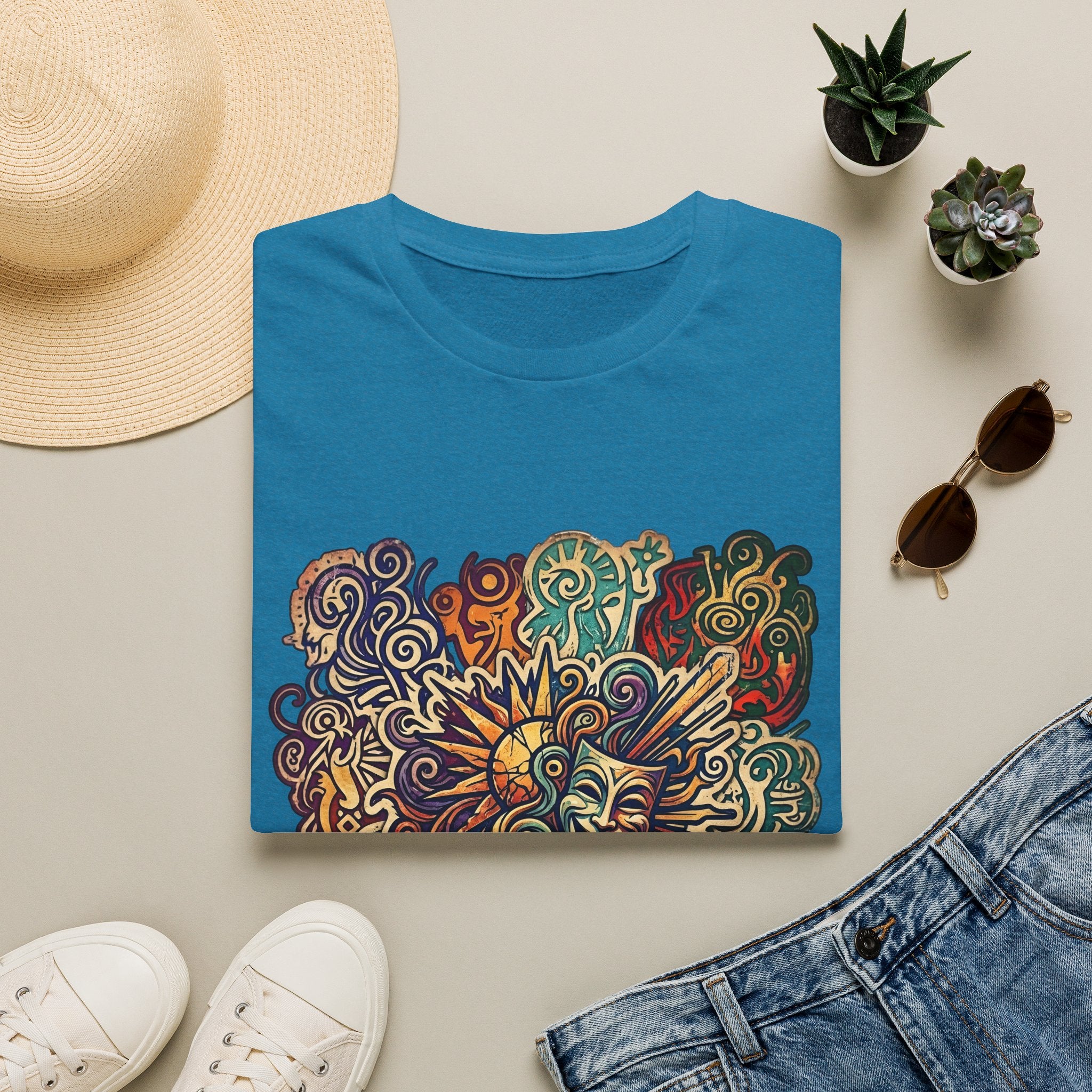 Unisex T-Shirt - Retro Psychedelic Theater Comedy Mask | Abstract Art