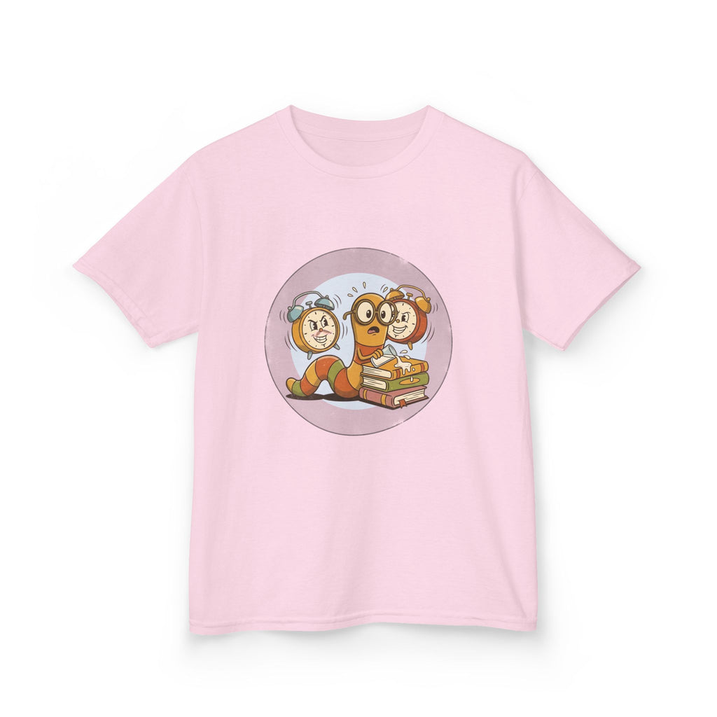 Kids Bookworm Tee - Cartoon Worm Studying Books | Back to School