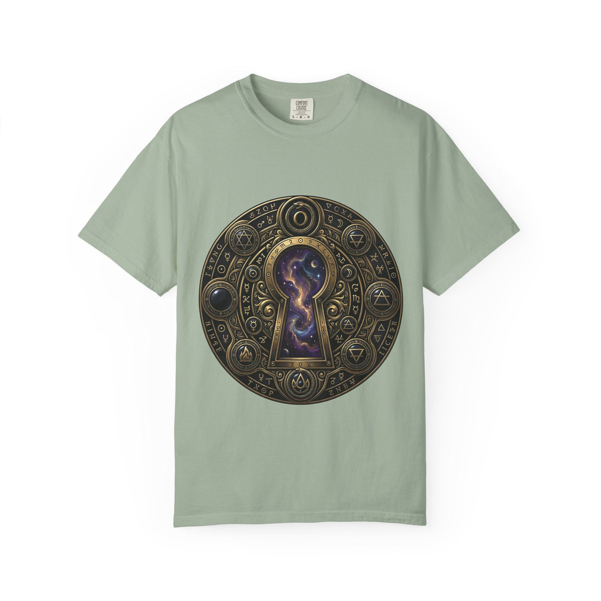 T-shirt - Celestial Keyhole Galaxy | Occult Alchemical Gold