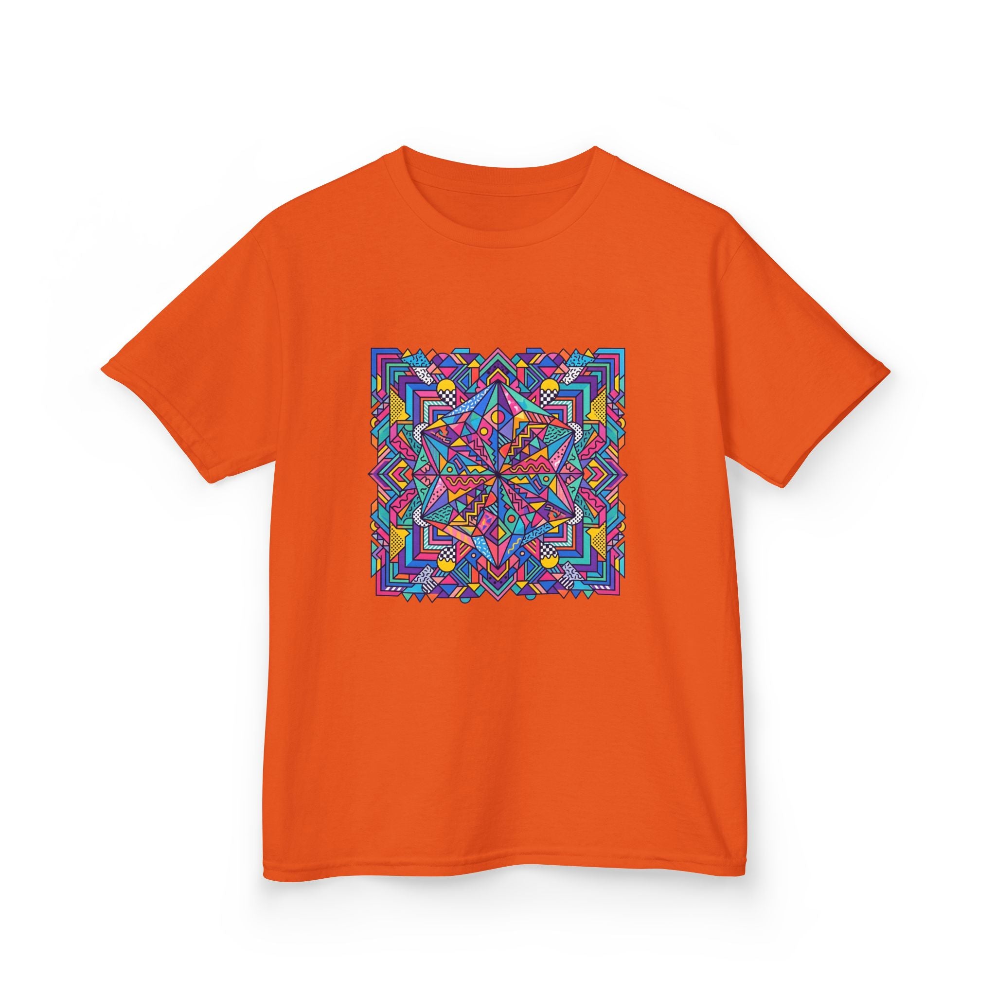 Kids Tee - Retro Geometric Kaleidoscope Abstract | 90s Aesthetic Top