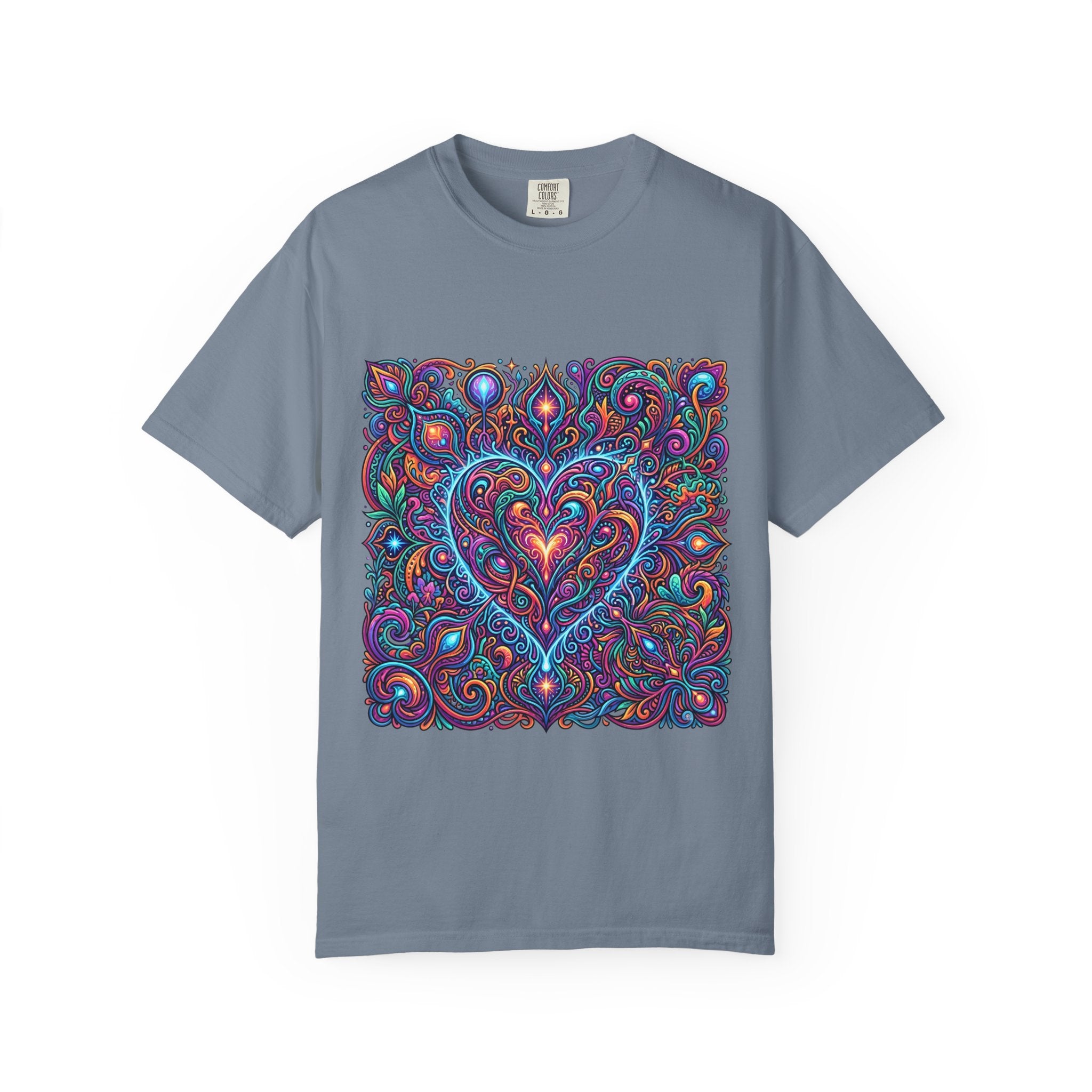 Unisex Garment-Dyed T-shirt - Cosmic Love | Psychedelic Heart Art