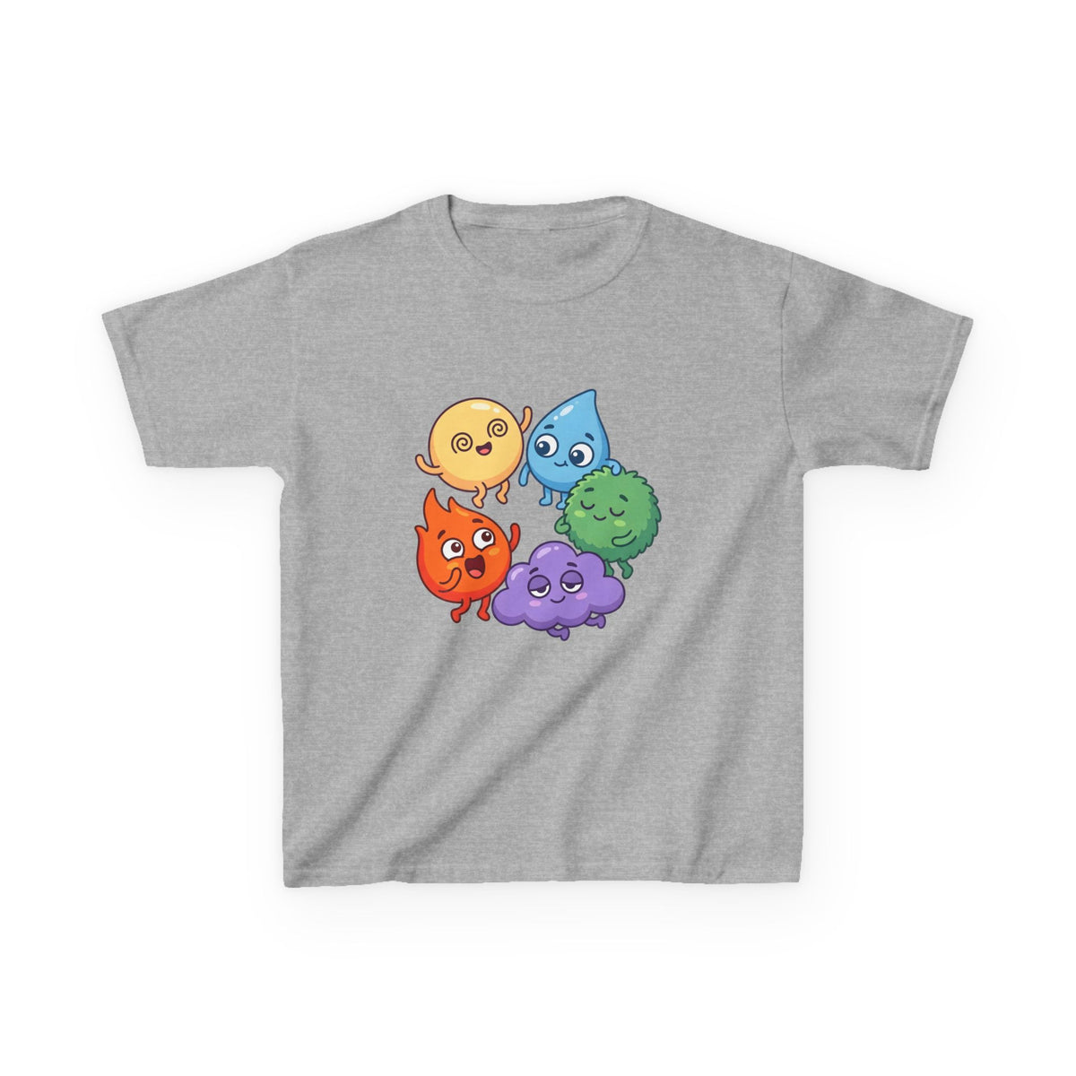 Kids Heavy Cotton Tee - Cute Whimsical Elemental Characters