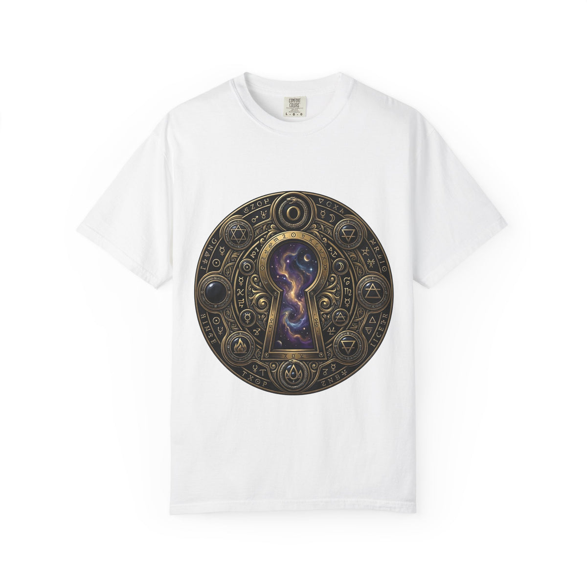 T-shirt - Celestial Keyhole Galaxy | Occult Alchemical Gold