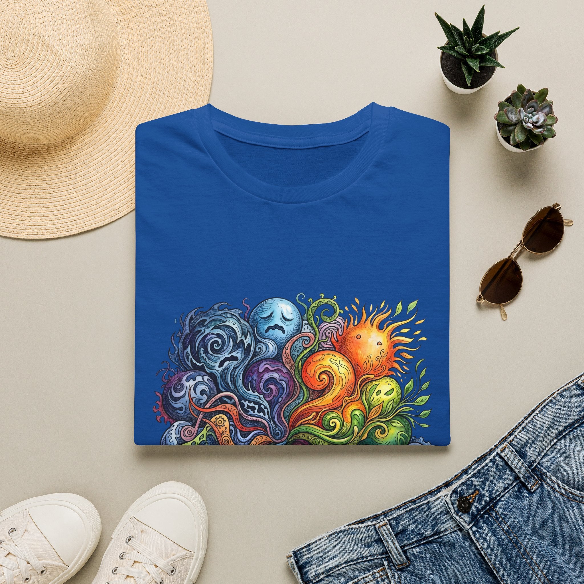 Abstract T-Shirt - Whimsical Watercolor Mandala | Surreal Figures