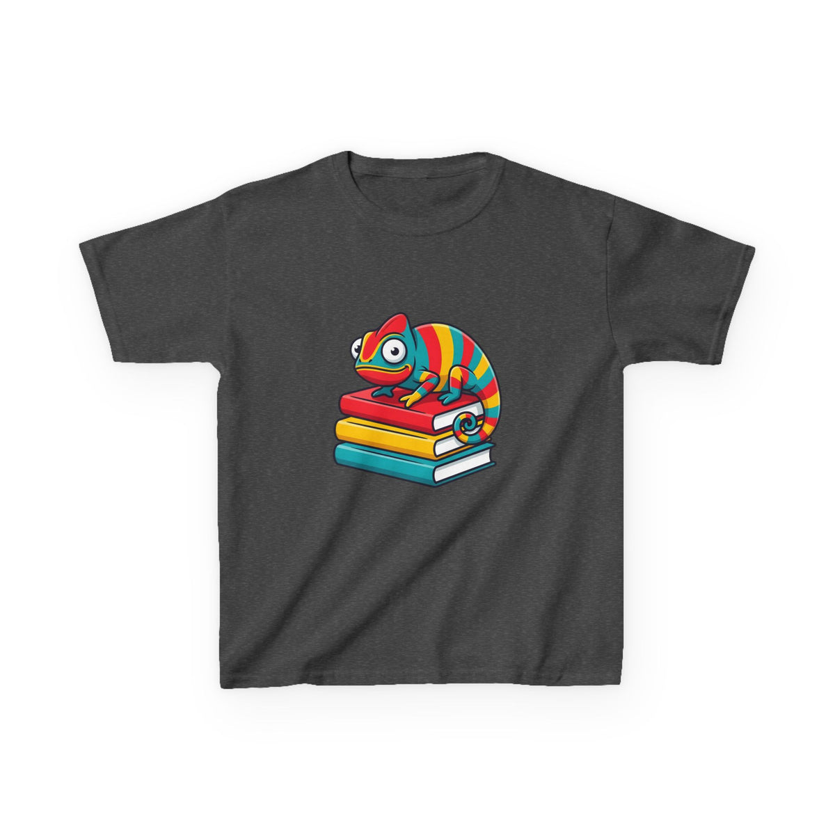 Kids T-Shirt - Whimsical Chameleon Reading Books | School Tee