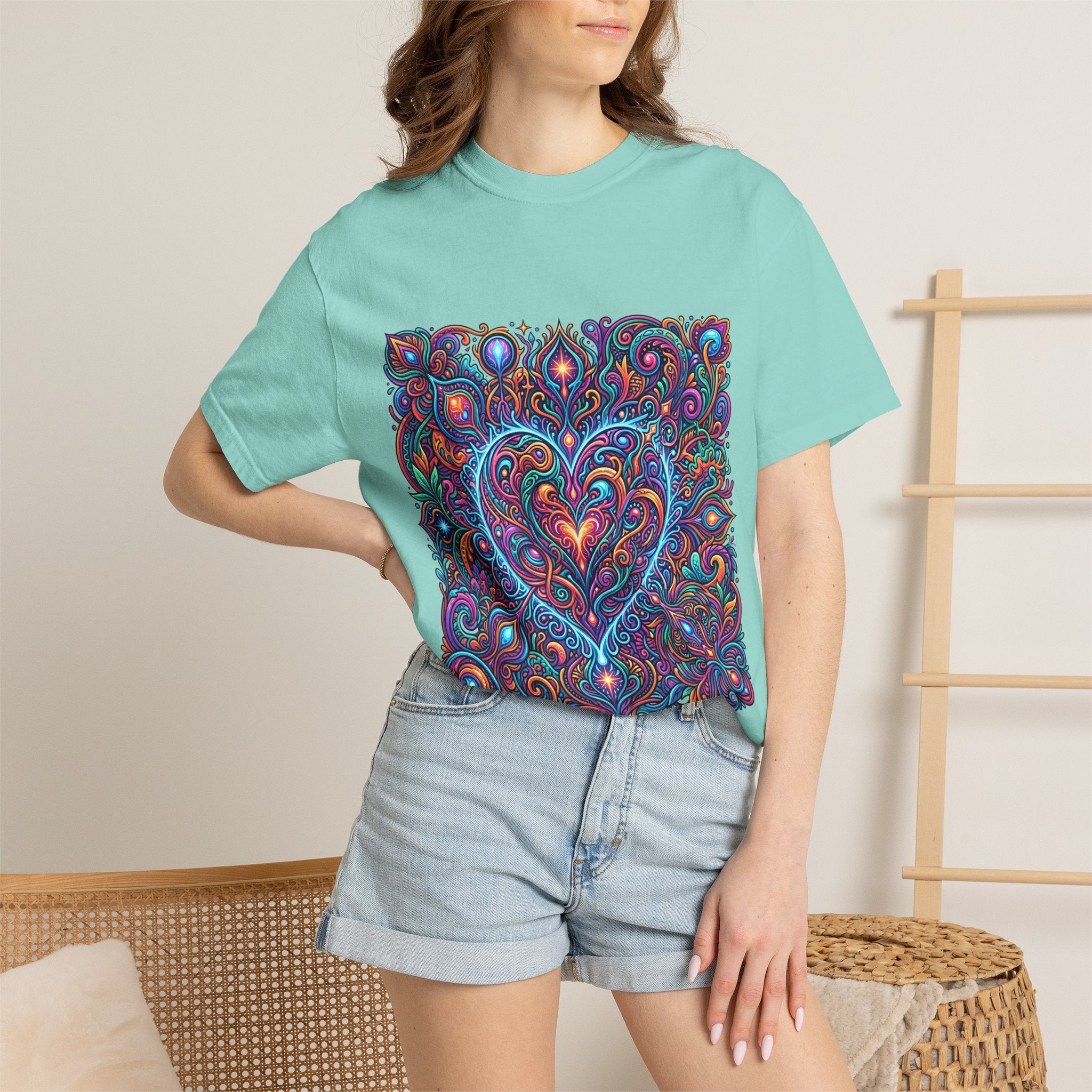 Unisex Garment-Dyed T-shirt - Cosmic Love | Psychedelic Heart Art