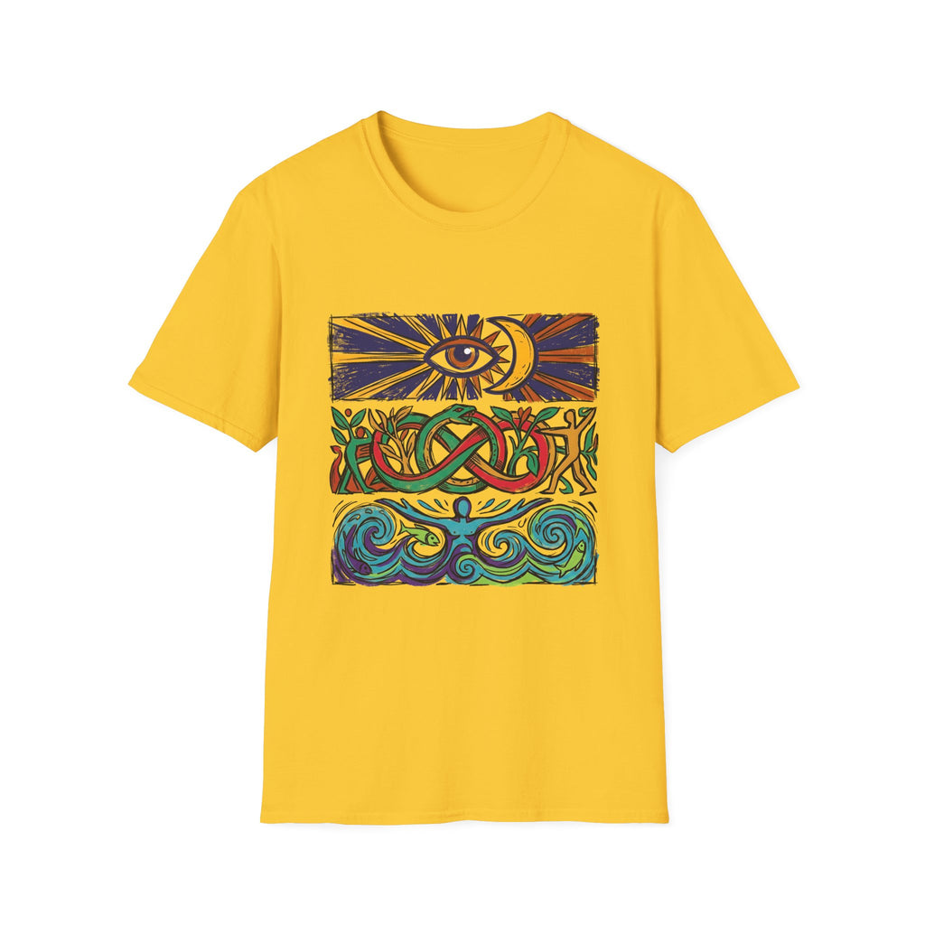 Unisex T-Shirt - Cosmic Folk Art Eye & Snake | Spiritual Nature