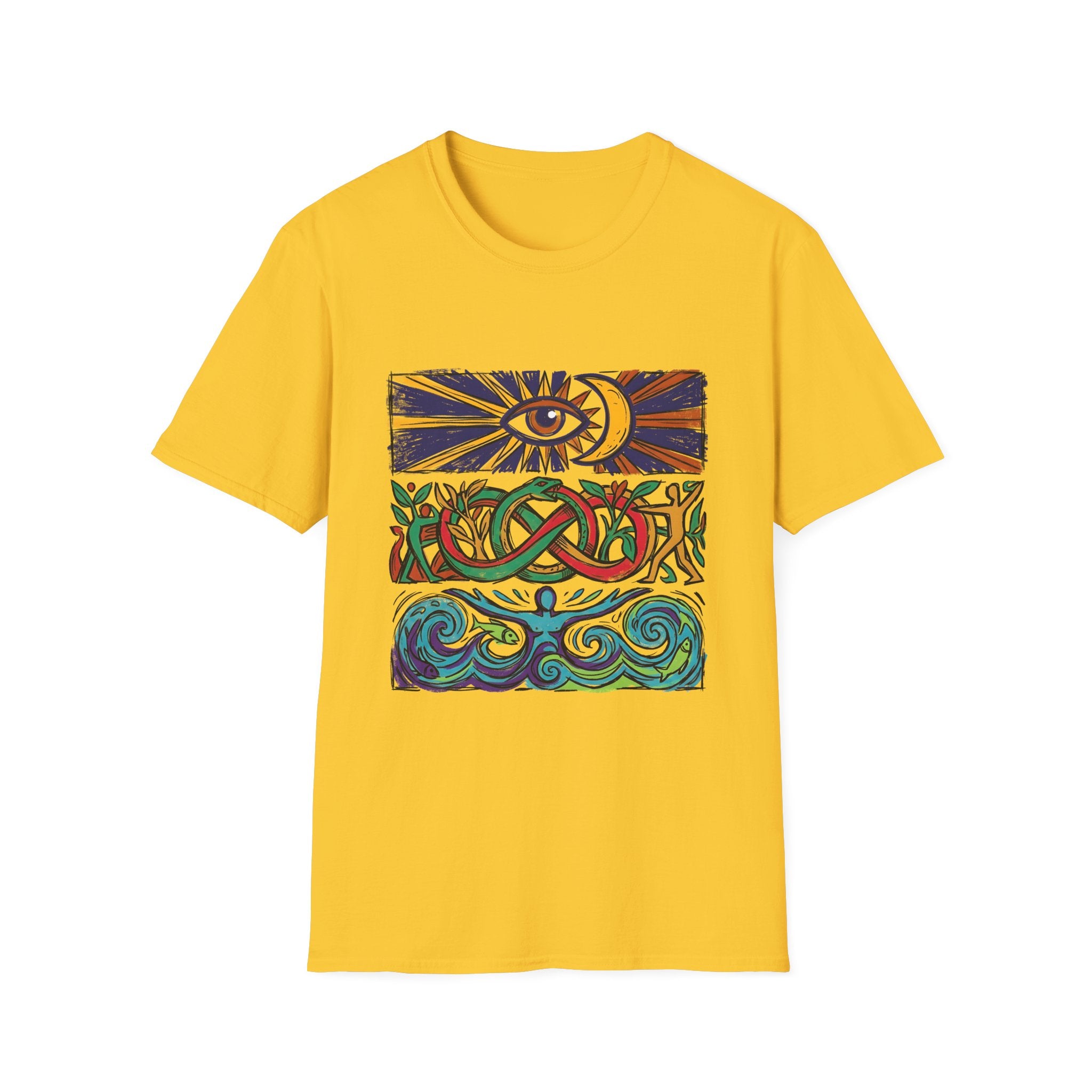 Unisex T-Shirt - Cosmic Folk Art Eye & Snake | Spiritual Nature