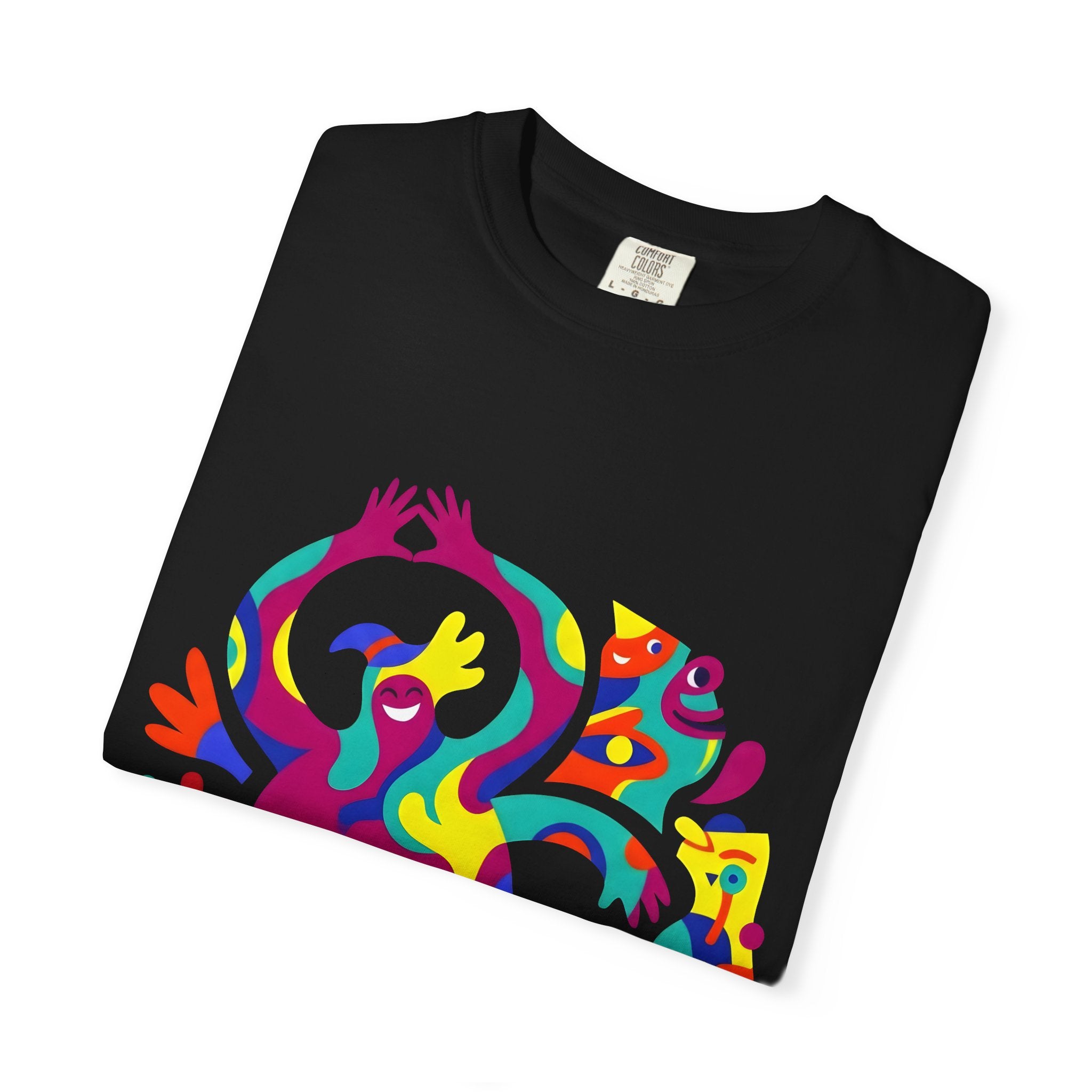 Garment-Dyed T-shirt - Joyful Abstract Creatures | Whimsical Graphic