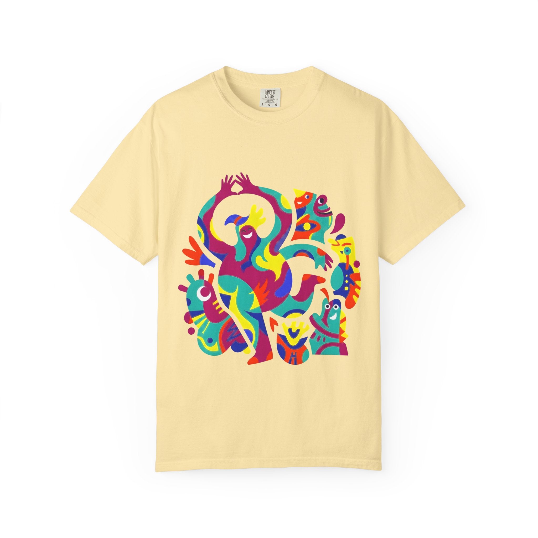 Garment-Dyed T-shirt - Joyful Abstract Creatures | Whimsical Graphic
