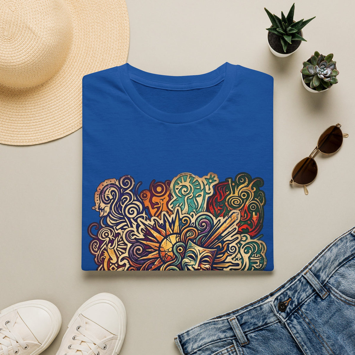 Unisex T-Shirt - Retro Psychedelic Theater Comedy Mask | Abstract Art