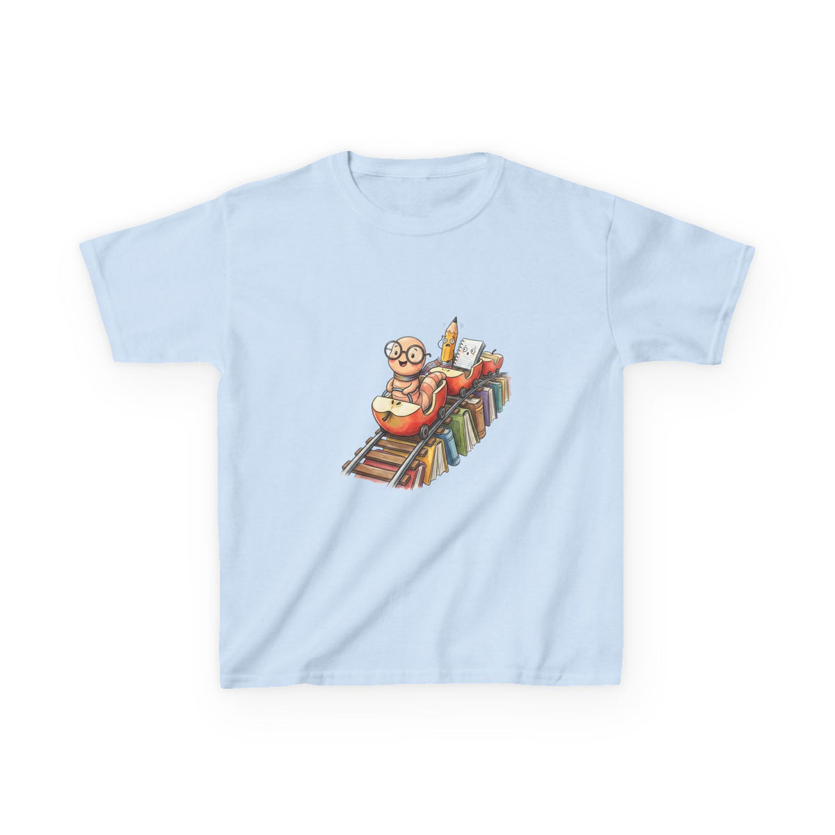 Kids Learning Train Tee - Whimsical Bookworm Education Shirt