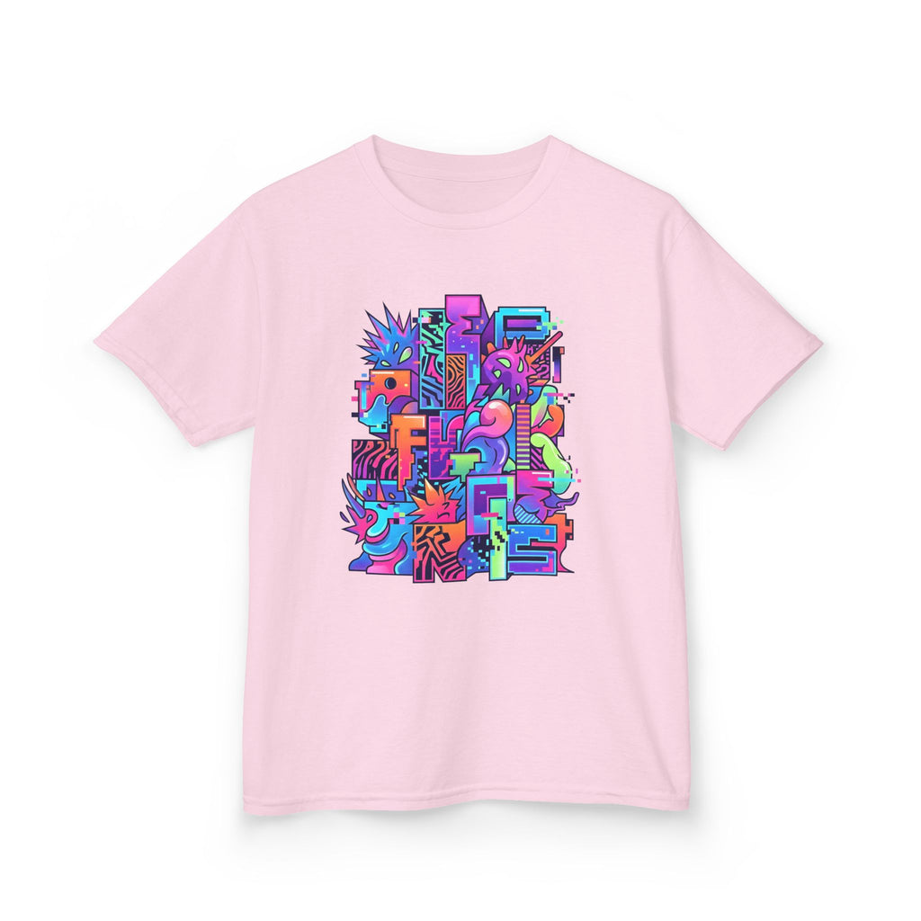Kids Glitch Art Tee - FUNGUS Neon Cyberpunk Design | Retro