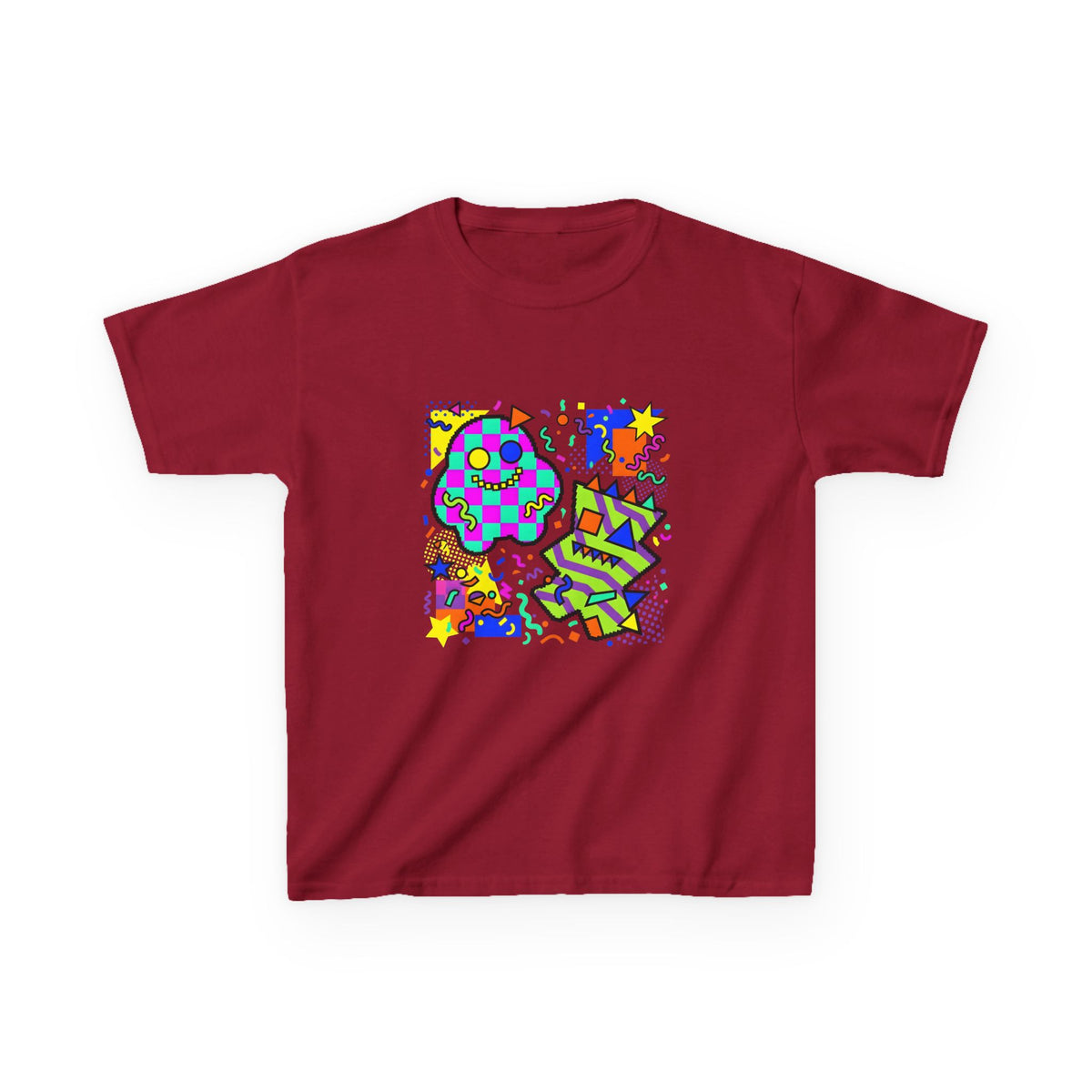 Kids Tee - Playful 90s Geometric Monsters | Retro Abstract