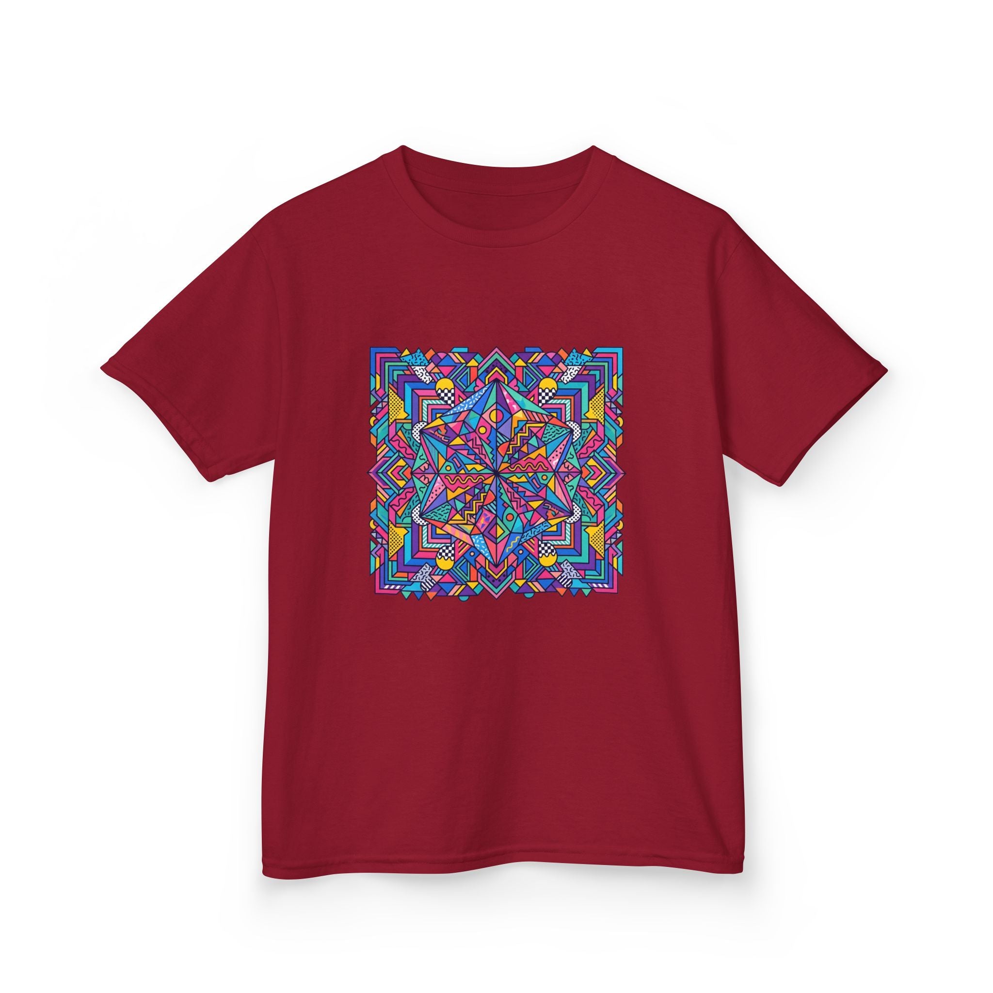 Kids Tee - Retro Geometric Kaleidoscope Abstract | 90s Aesthetic Top