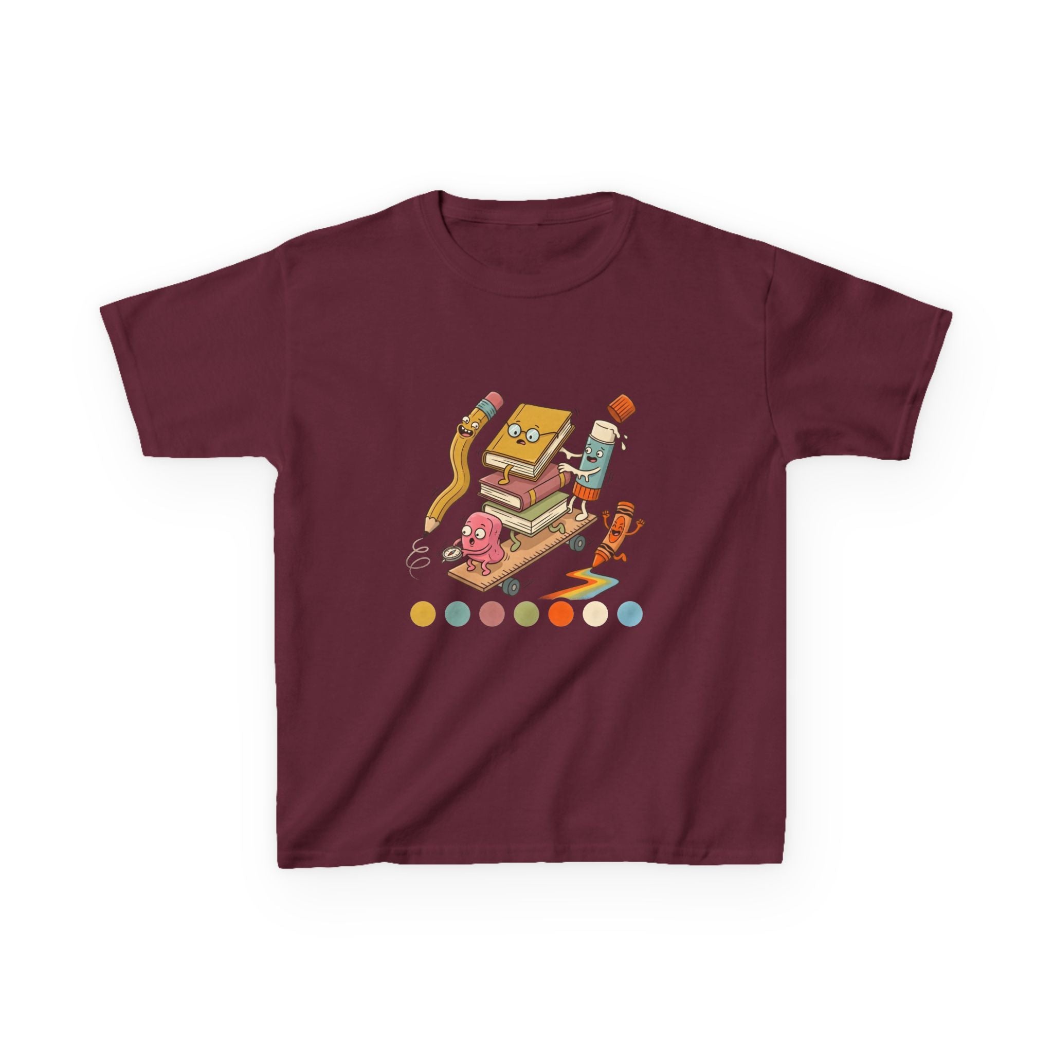 Kids T-Shirt - Cute Cartoon School Supplies | Back to School 2026