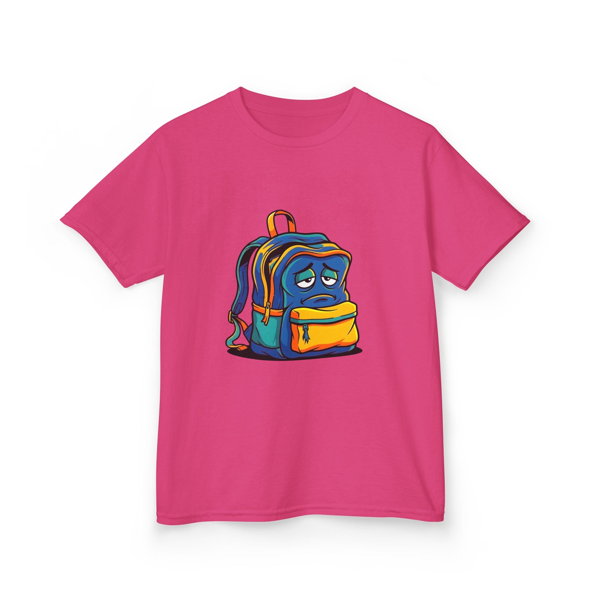 Kids Heavy Cotton Tee - Sad Backpack Cartoon | Back to School 2026