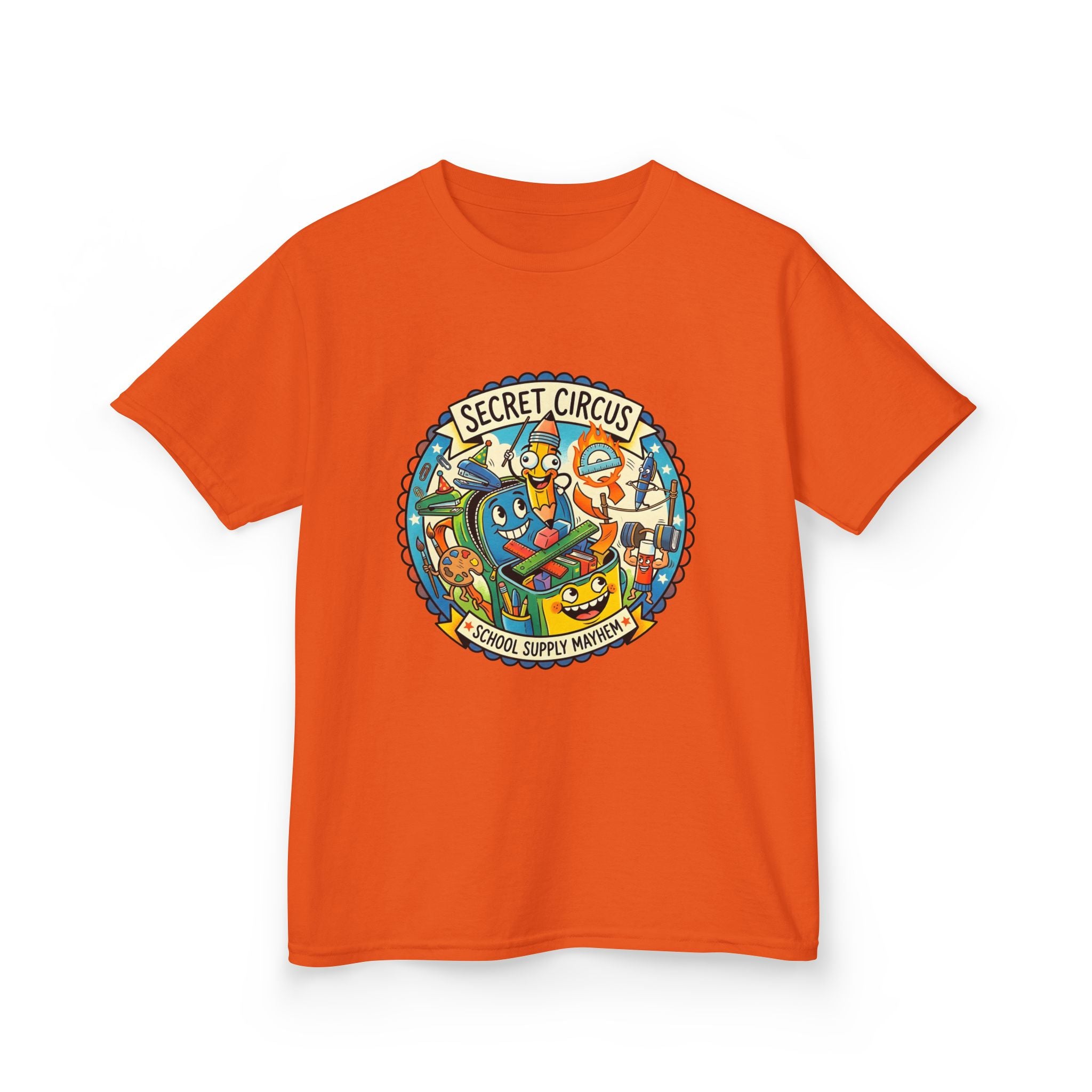 Kids Tee - Secret Circus School Supply Mayhem | Cartoon Fun