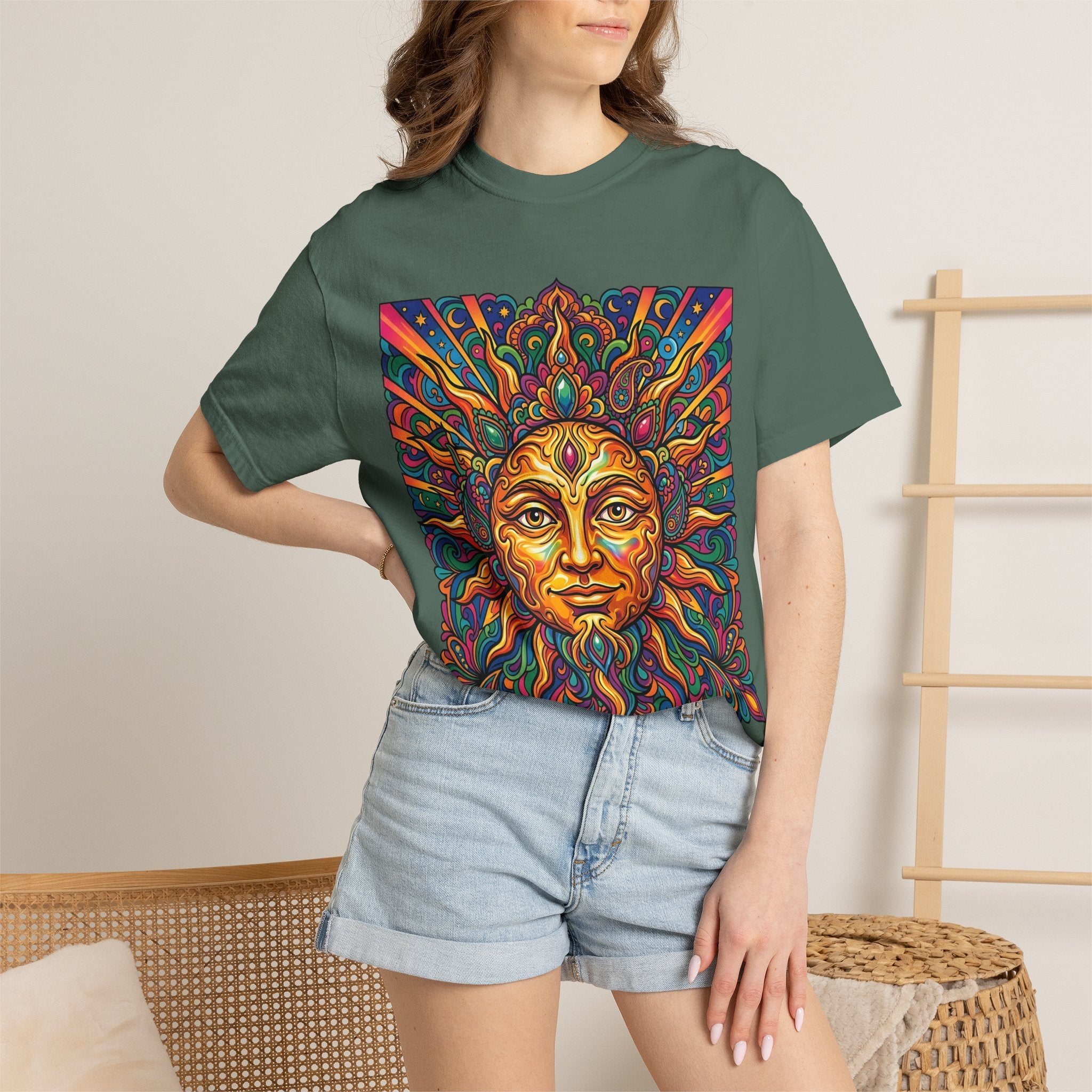 Unisex T-shirt - Psychedelic Sun Boho | Comfort Colors Garment-Dyed