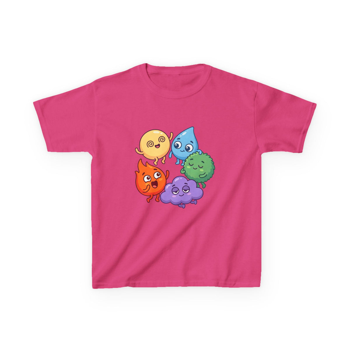 Kids Heavy Cotton Tee - Cute Whimsical Elemental Characters