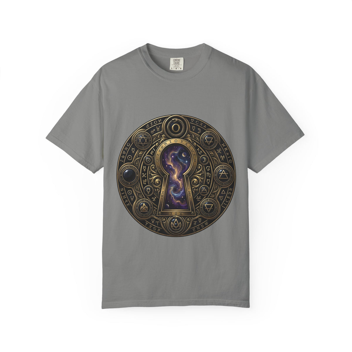 T-shirt - Celestial Keyhole Galaxy | Occult Alchemical Gold