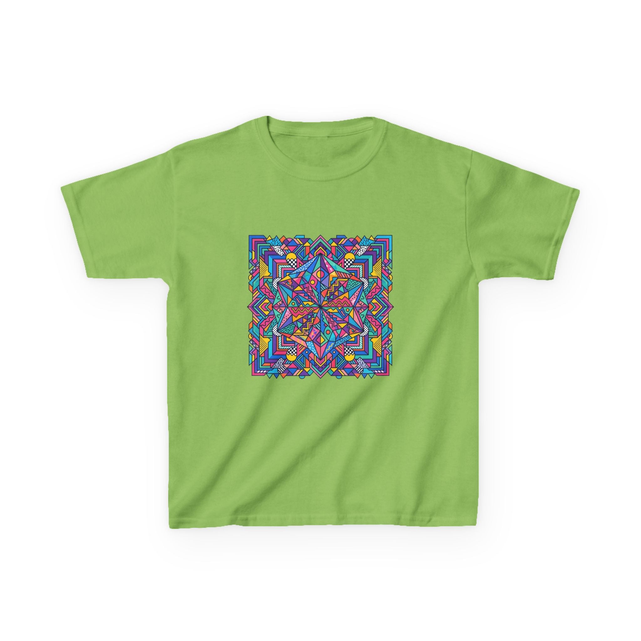 Kids Tee - Retro Geometric Kaleidoscope Abstract | 90s Aesthetic Top