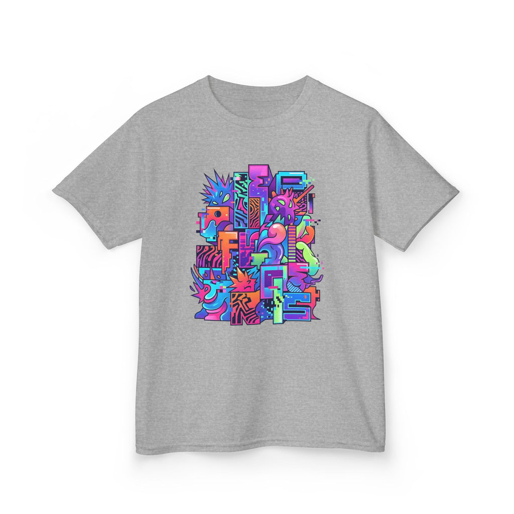Kids Glitch Art Tee - FUNGUS Neon Cyberpunk Design | Retro