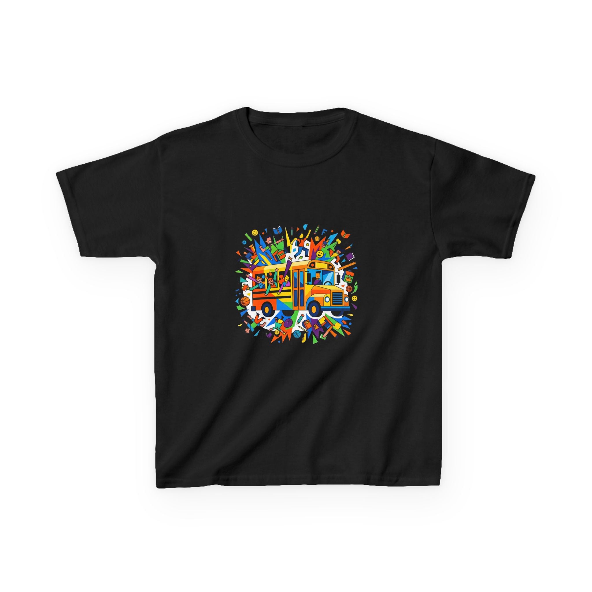 Kids Back to School Tee - Colorful School Bus & Student Shirt