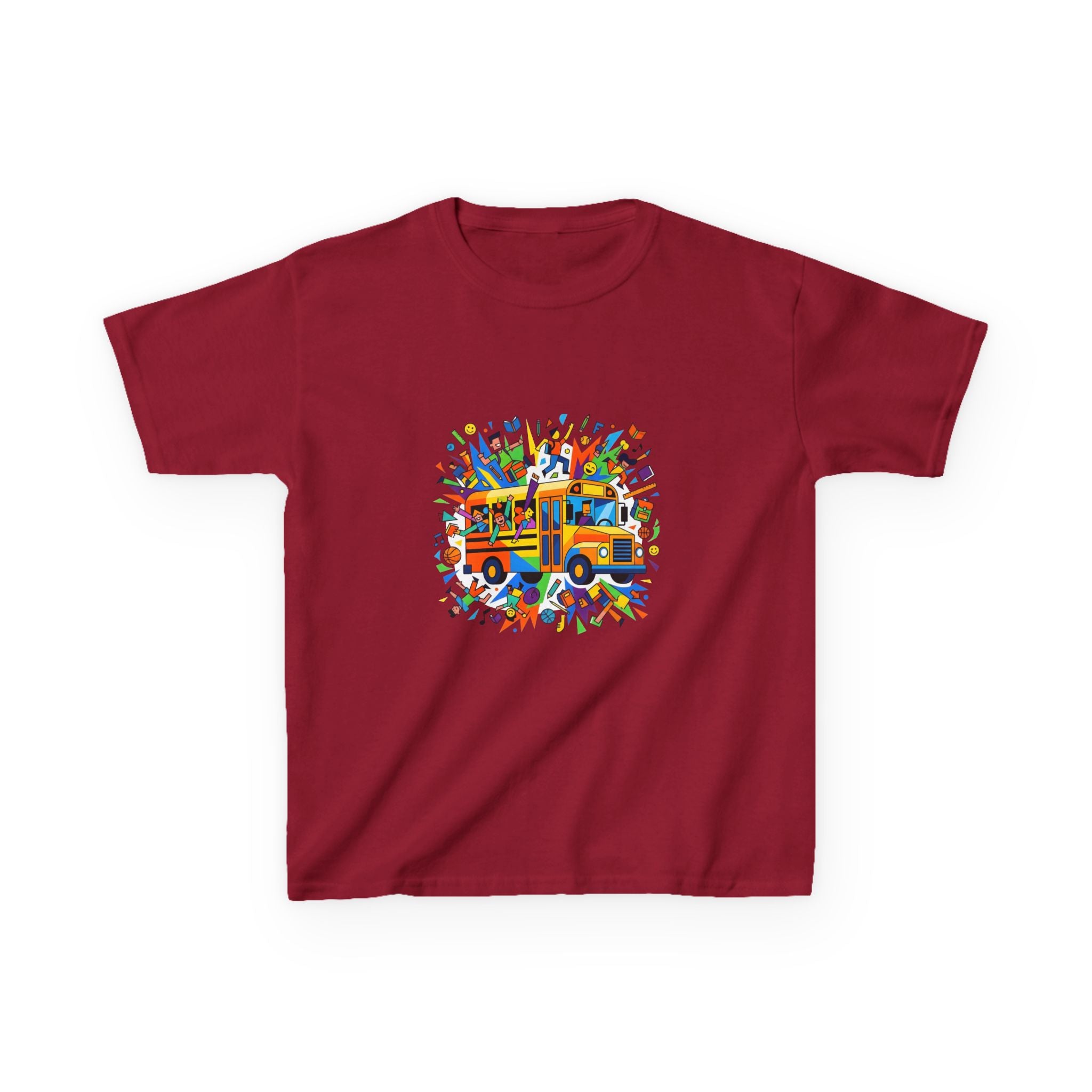 Kids Back to School Tee - Colorful School Bus & Student Shirt
