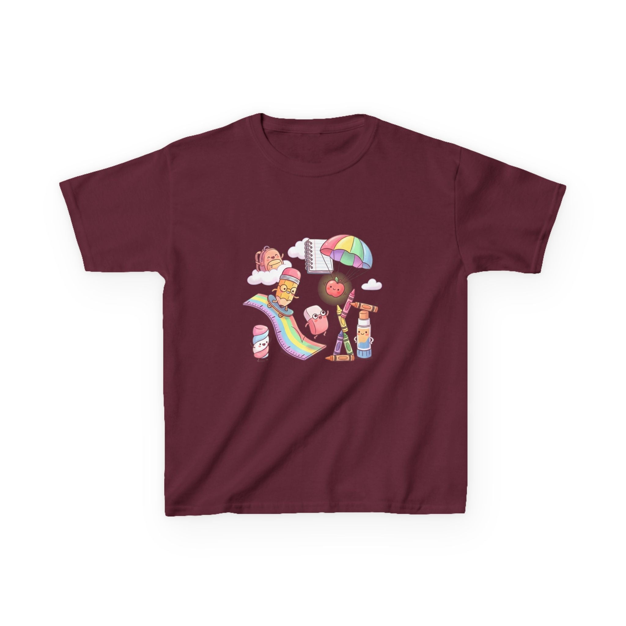 Kids Back to School Tee - Cute Faces School Supplies | Rainbow 2026