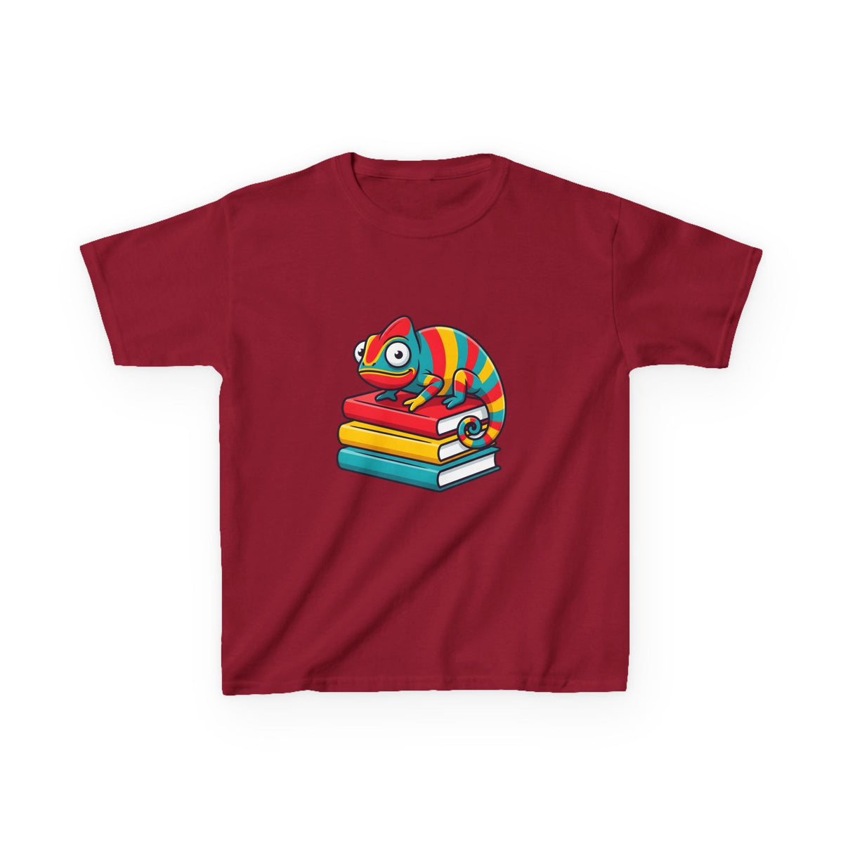 Kids T-Shirt - Whimsical Chameleon Reading Books | School Tee