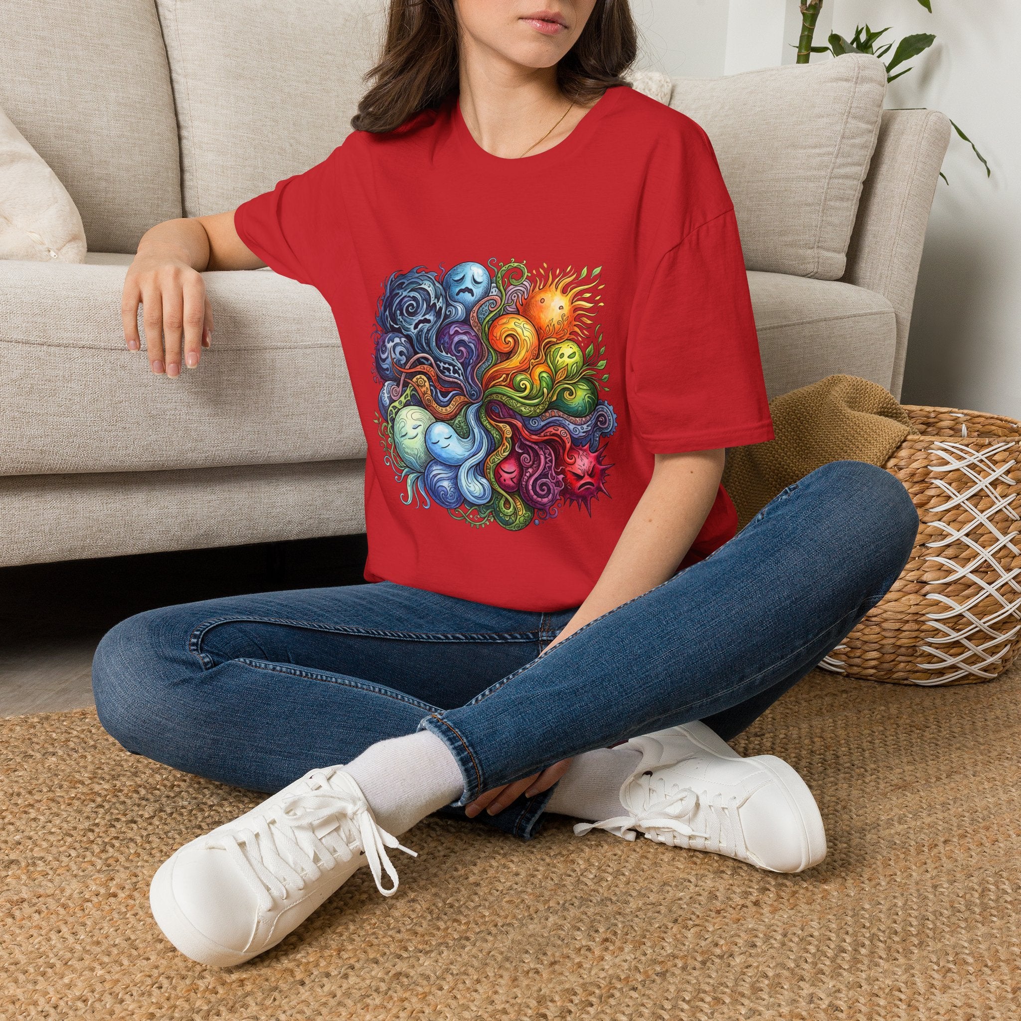 Abstract T-Shirt - Whimsical Watercolor Mandala | Surreal Figures